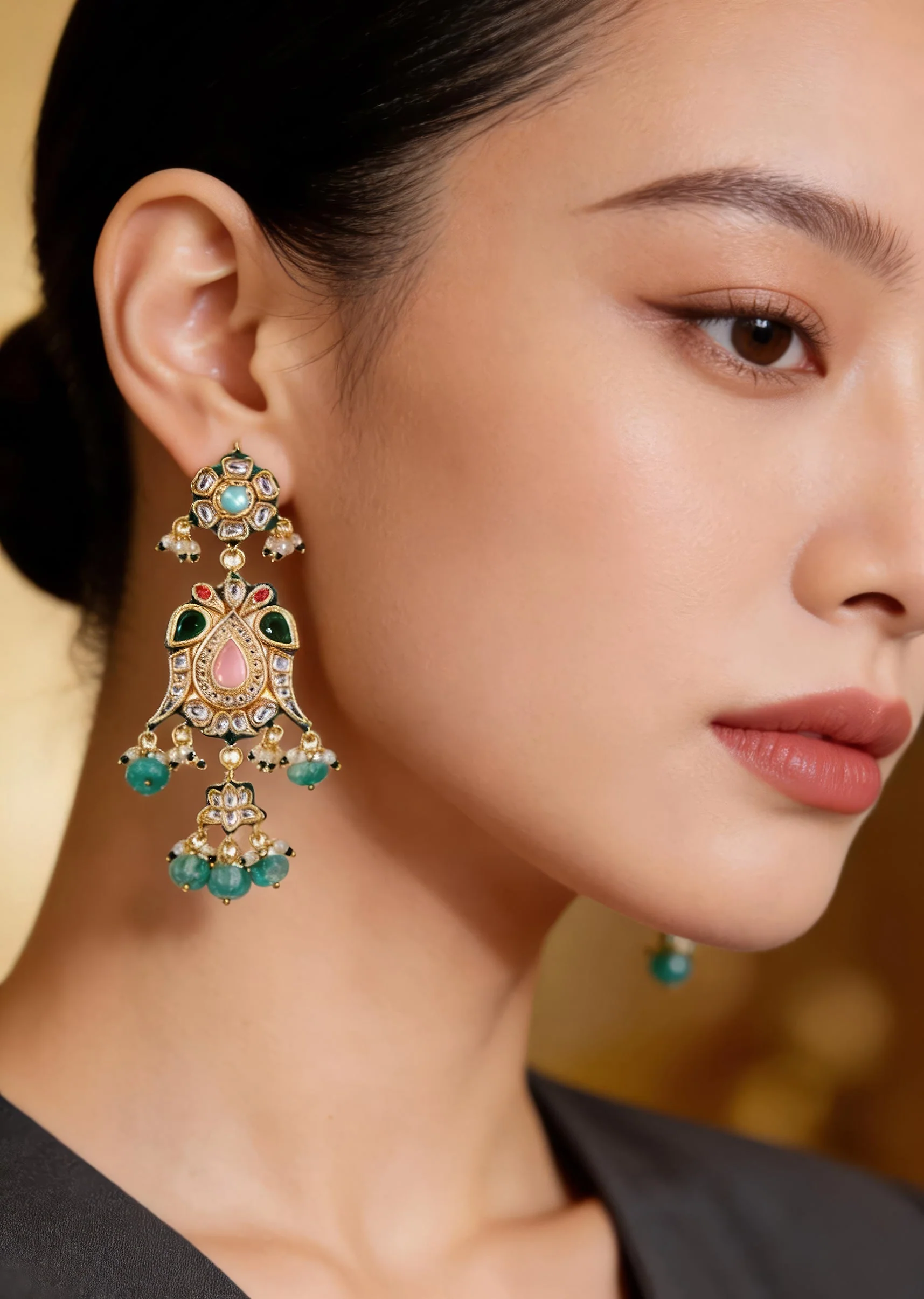 Emerald Drop Statement Earrings