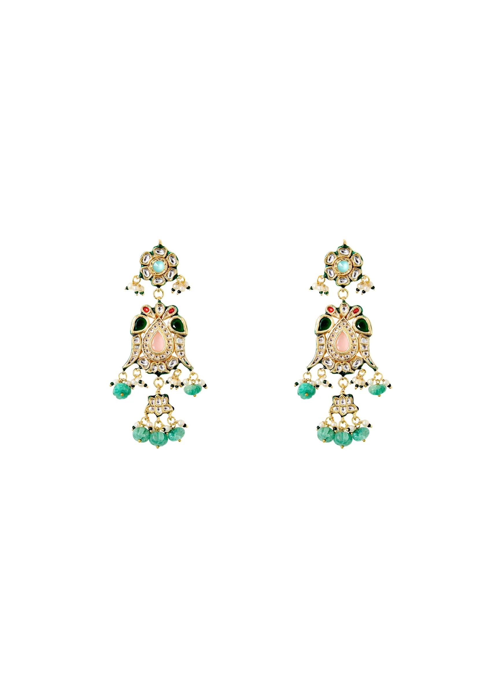 Emerald Drop Statement Earrings - Image 2