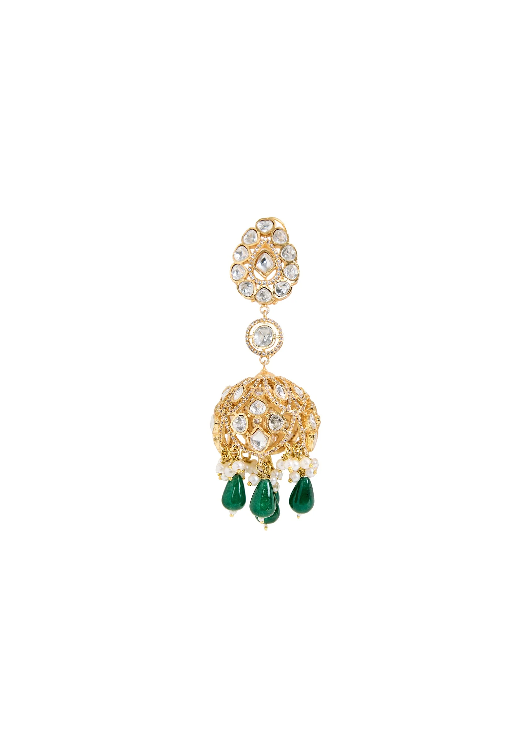 Emerald Green Drop Statement Earrings - Image 3