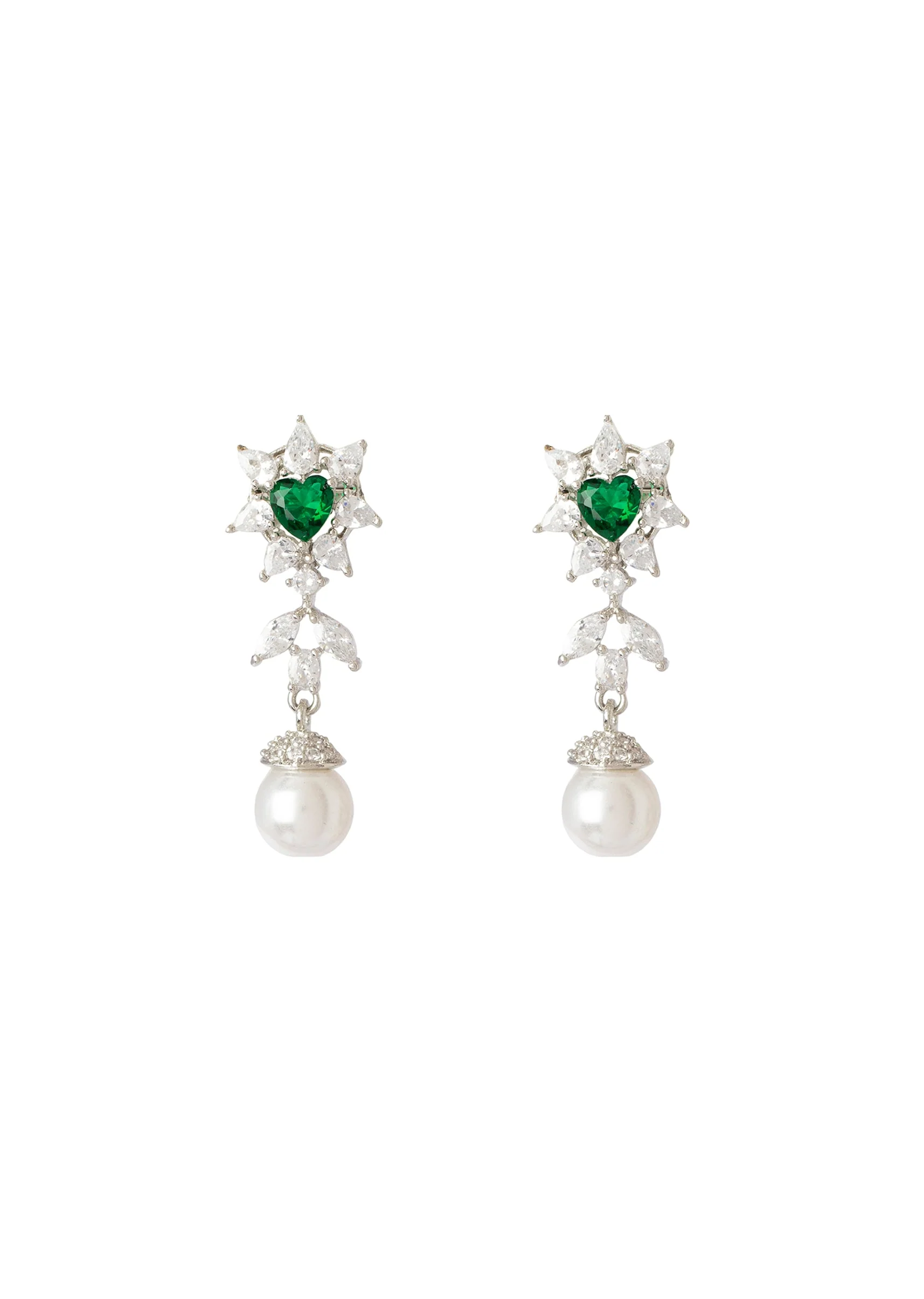 Emerald Green Silver Plated Zircon Necklace Set With Earrings - Image 4