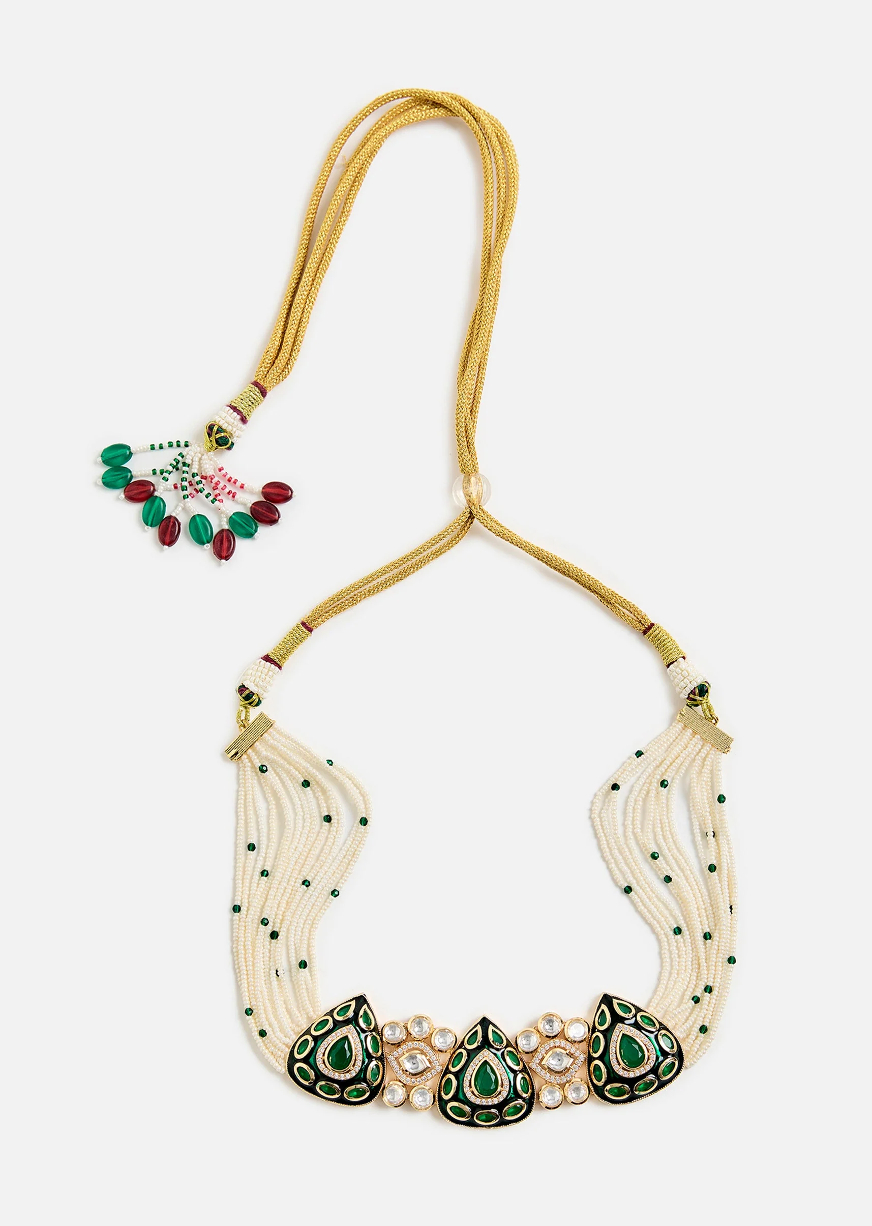 Emerald Stone Choker Set With Earrings - Image 3