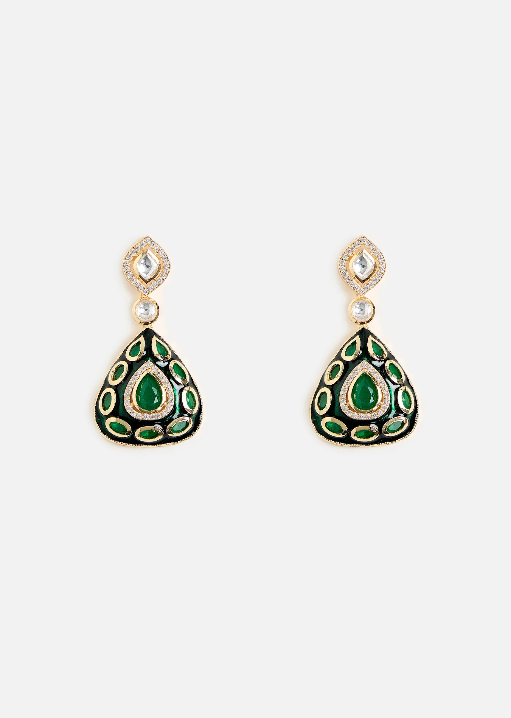 Emerald Stone Choker Set With Earrings - Image 4