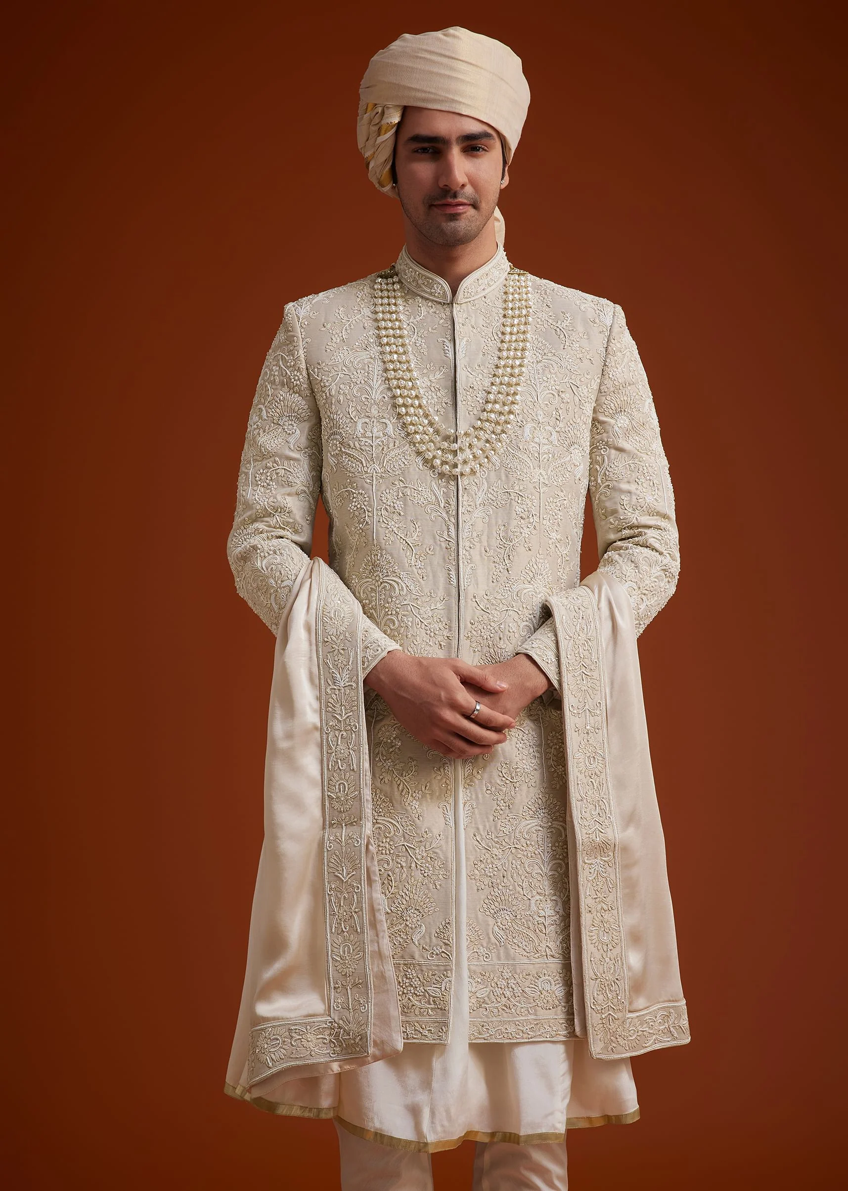 Faun Sherwani Set With Dori And Resham Work - Image 4