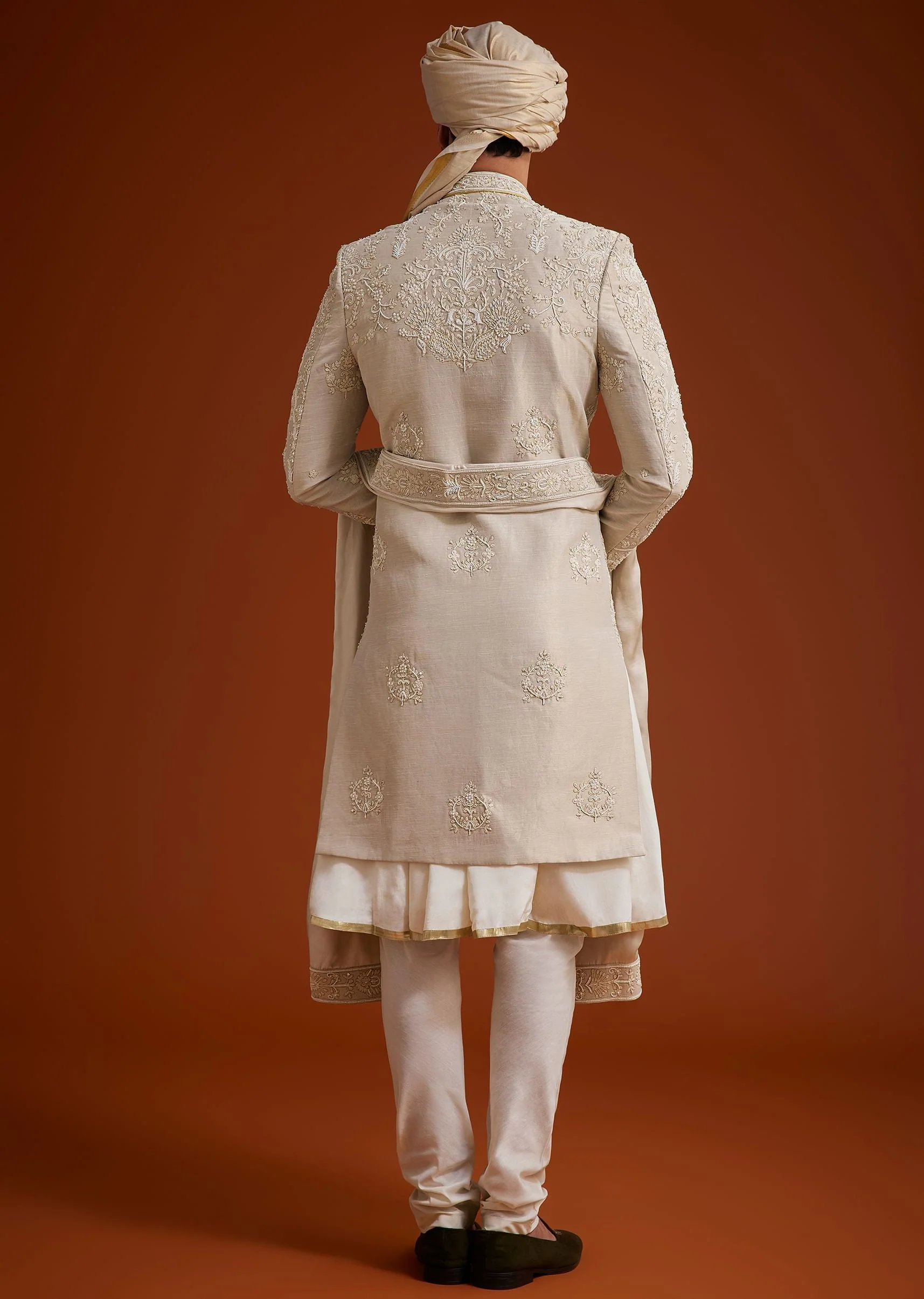 Faun Sherwani Set With Dori And Resham Work - Image 5