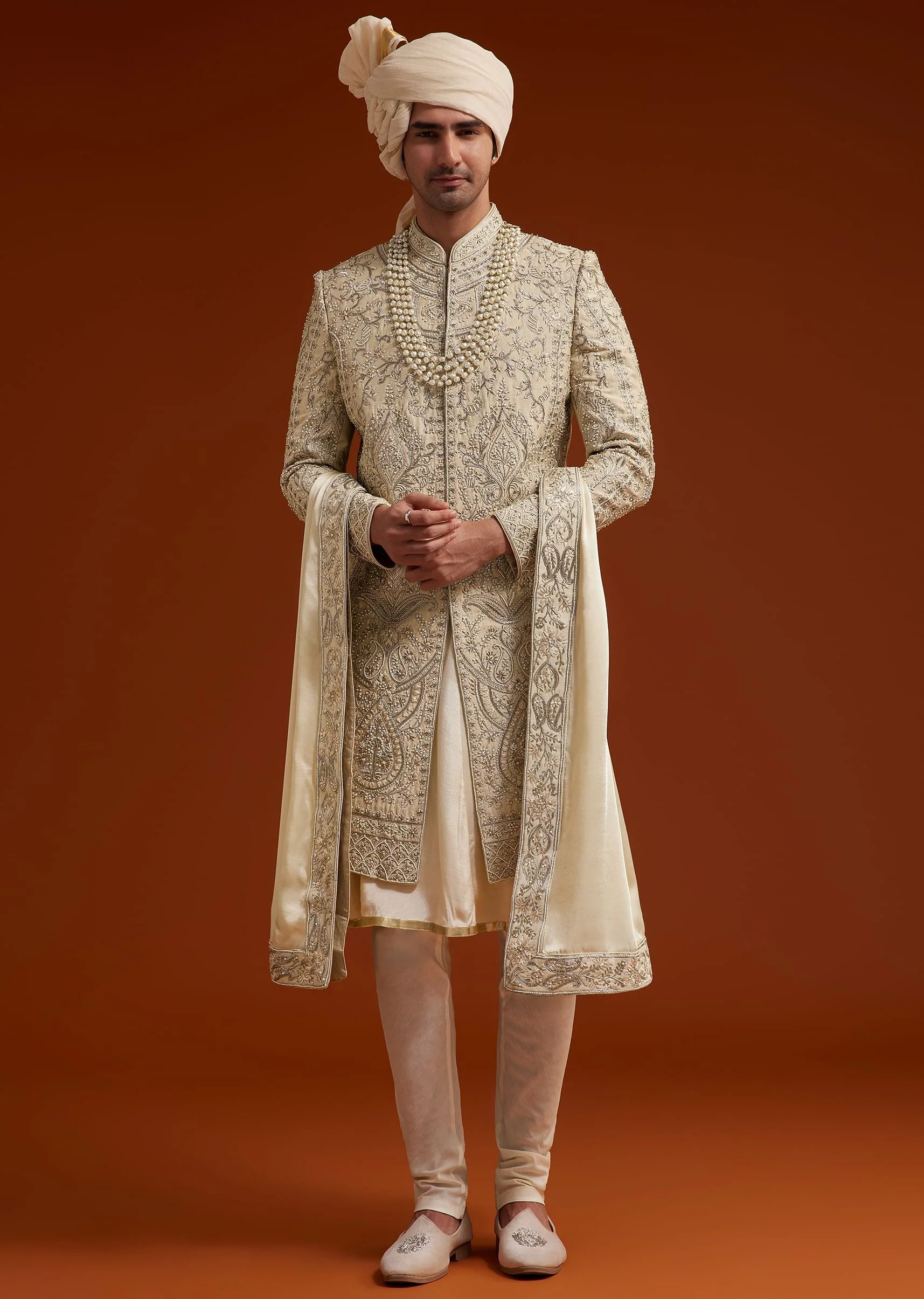 Faun Sherwani Set With Zardosi And Butti Work - Image 3