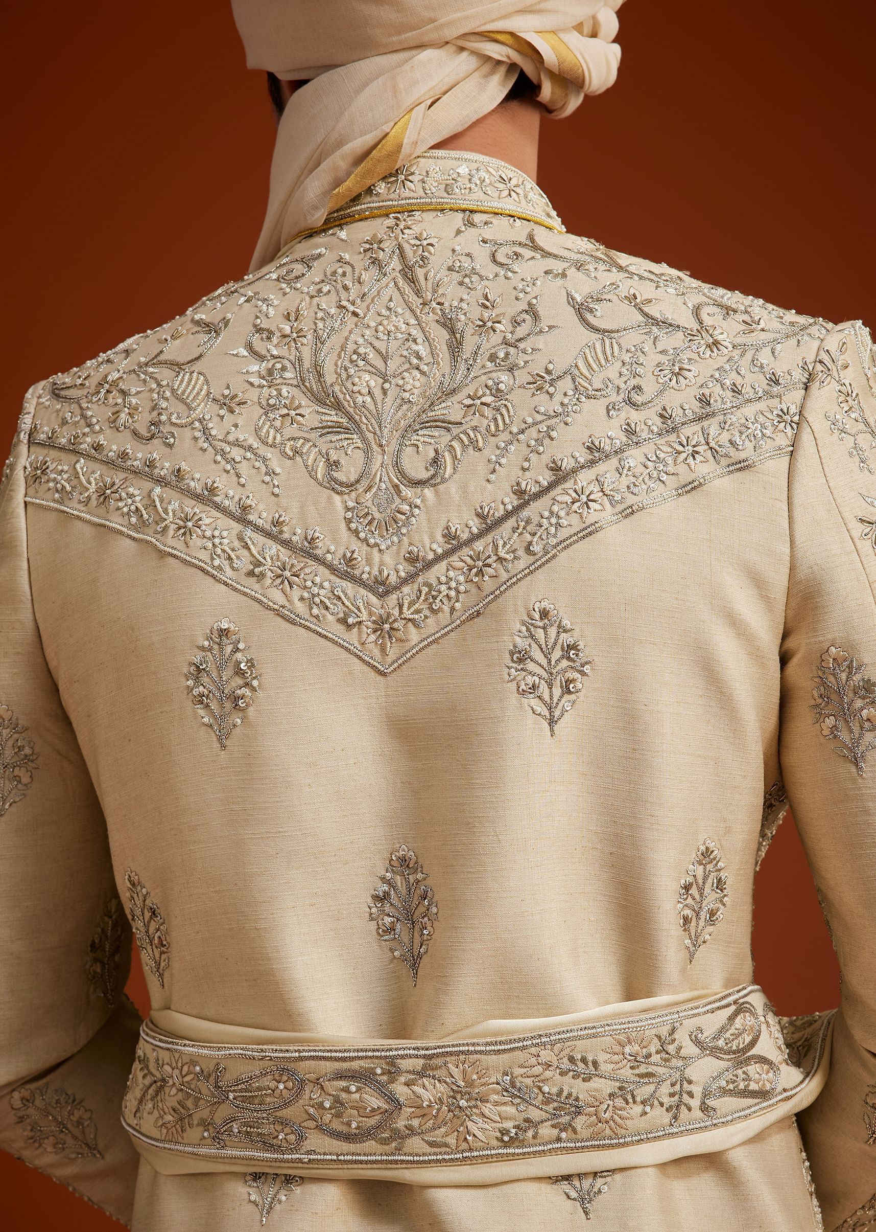Faun Sherwani Set With Zardosi And Butti Work - Image 6