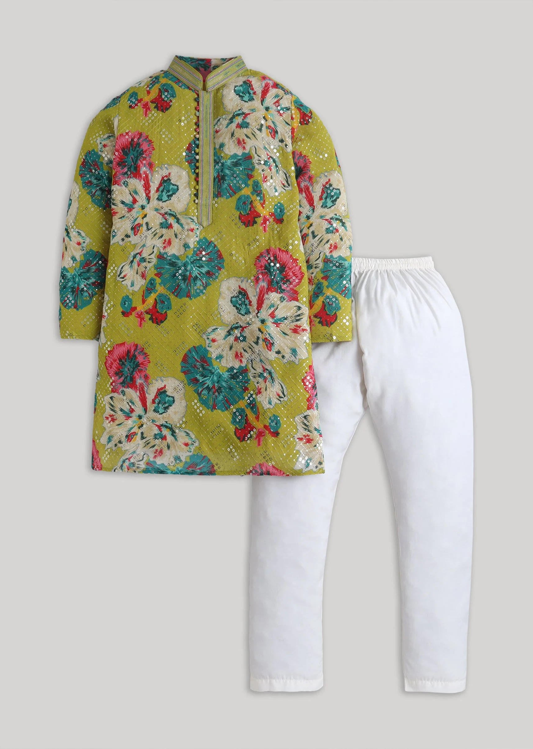 Festive Floral Georgette Kurta Set With Sequin Work