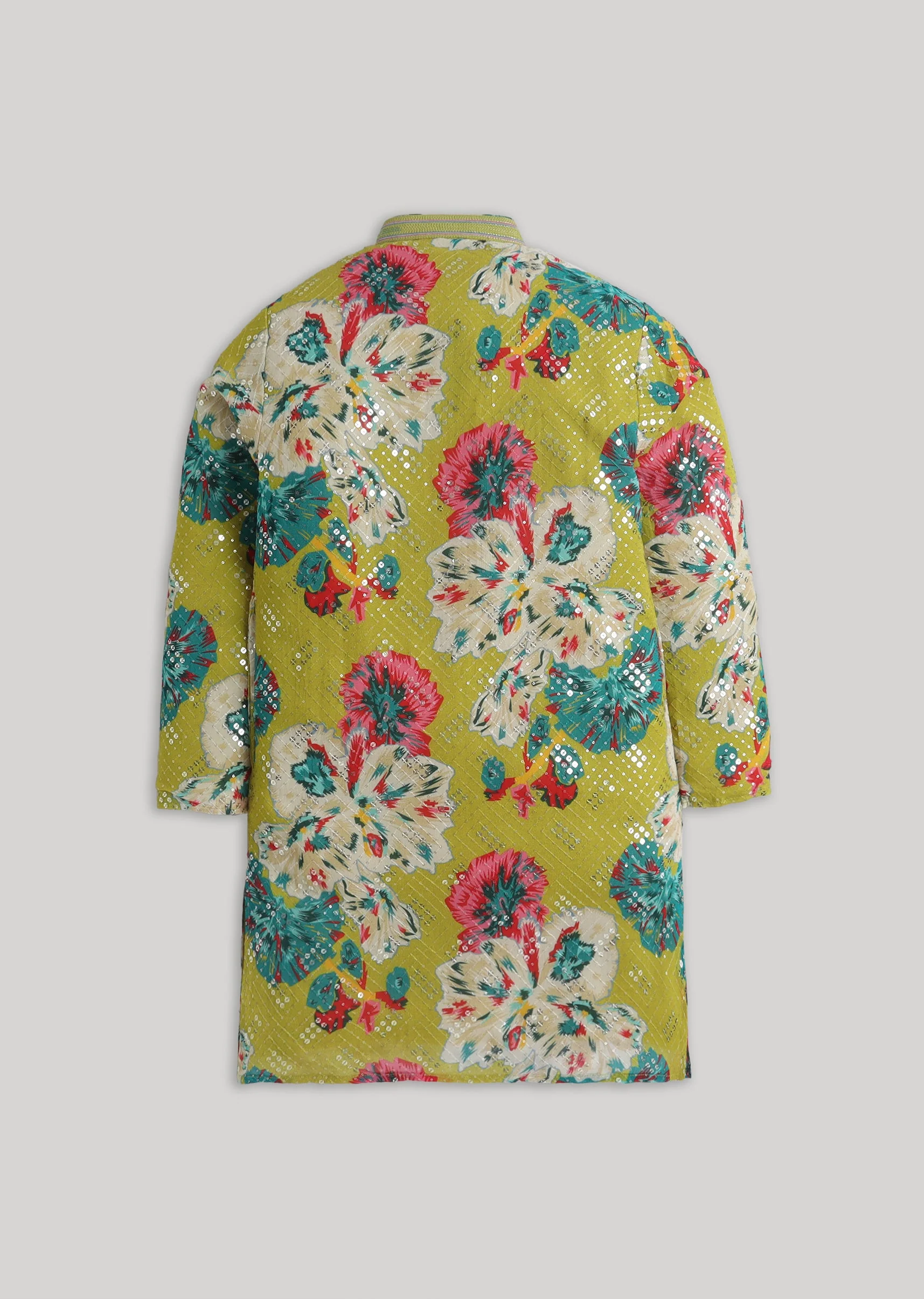Festive Floral Georgette Kurta Set With Sequin Work - Image 3