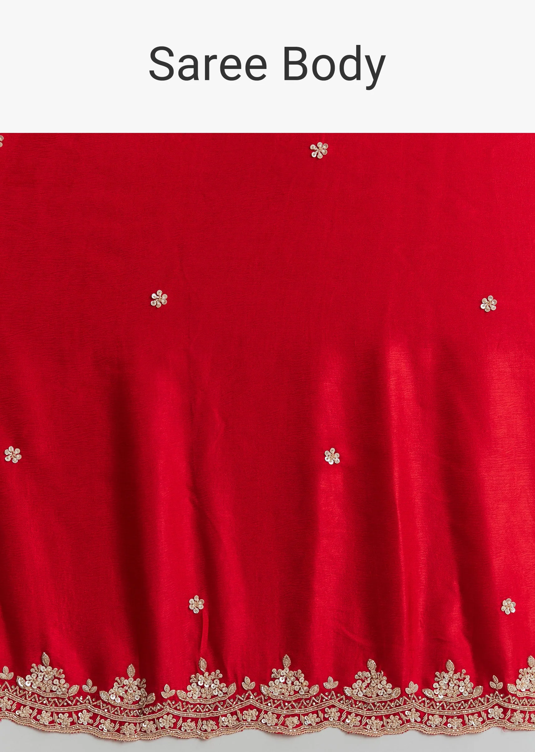 Fiery Festive Couple Set – Orange And Red Chinon Saree With Sequin And Bead Embroidery For Her And Red Ombre Kurta Set With Mirror Work For Him - Image 10