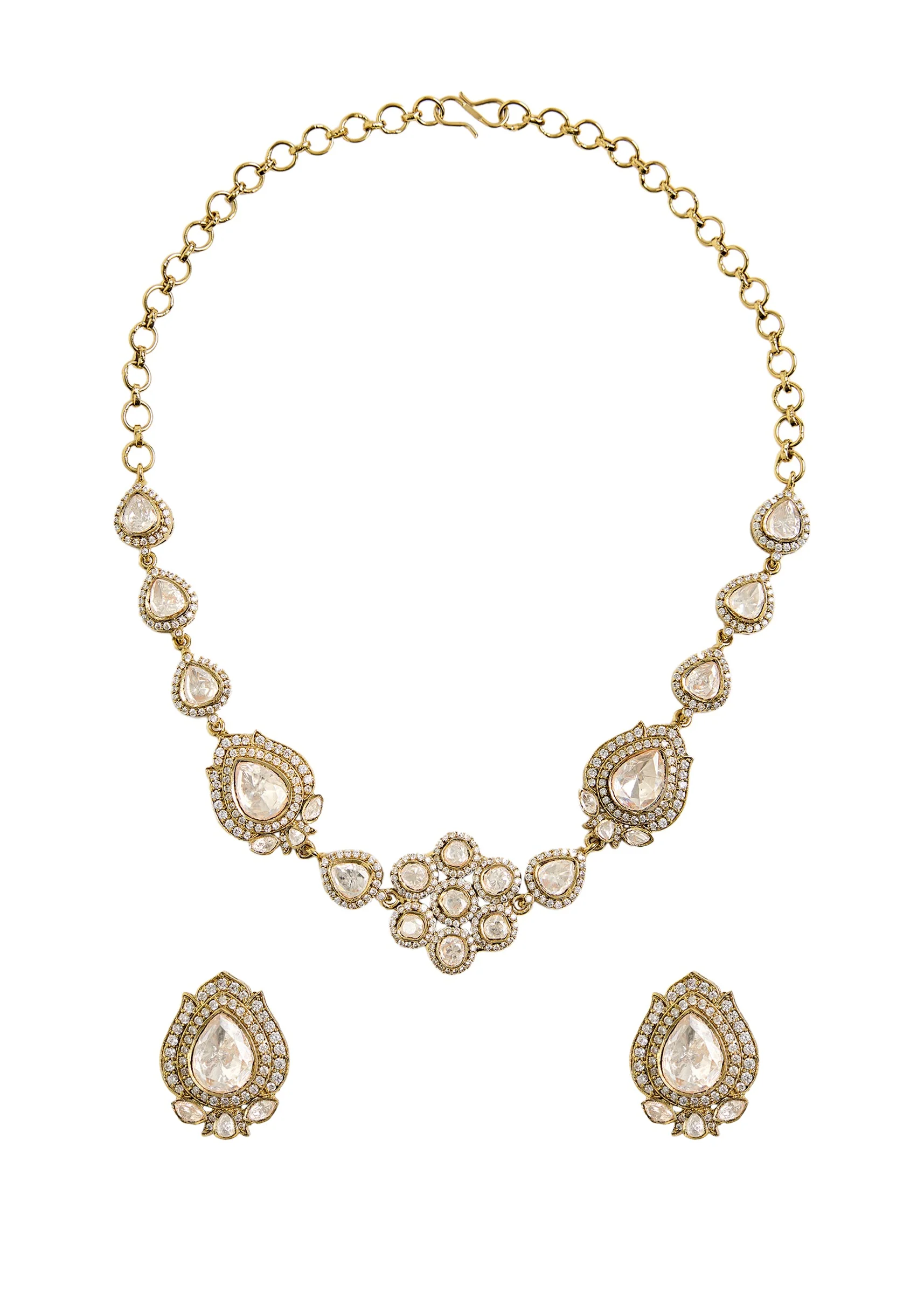 Floral Kundan Choker Necklace Set - Image 2