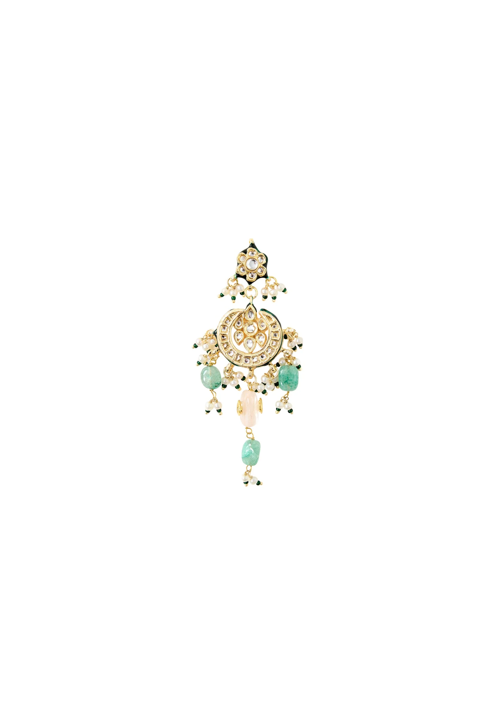 Floral Pearl And Emerald Layered Statement Necklace Set - Image 2