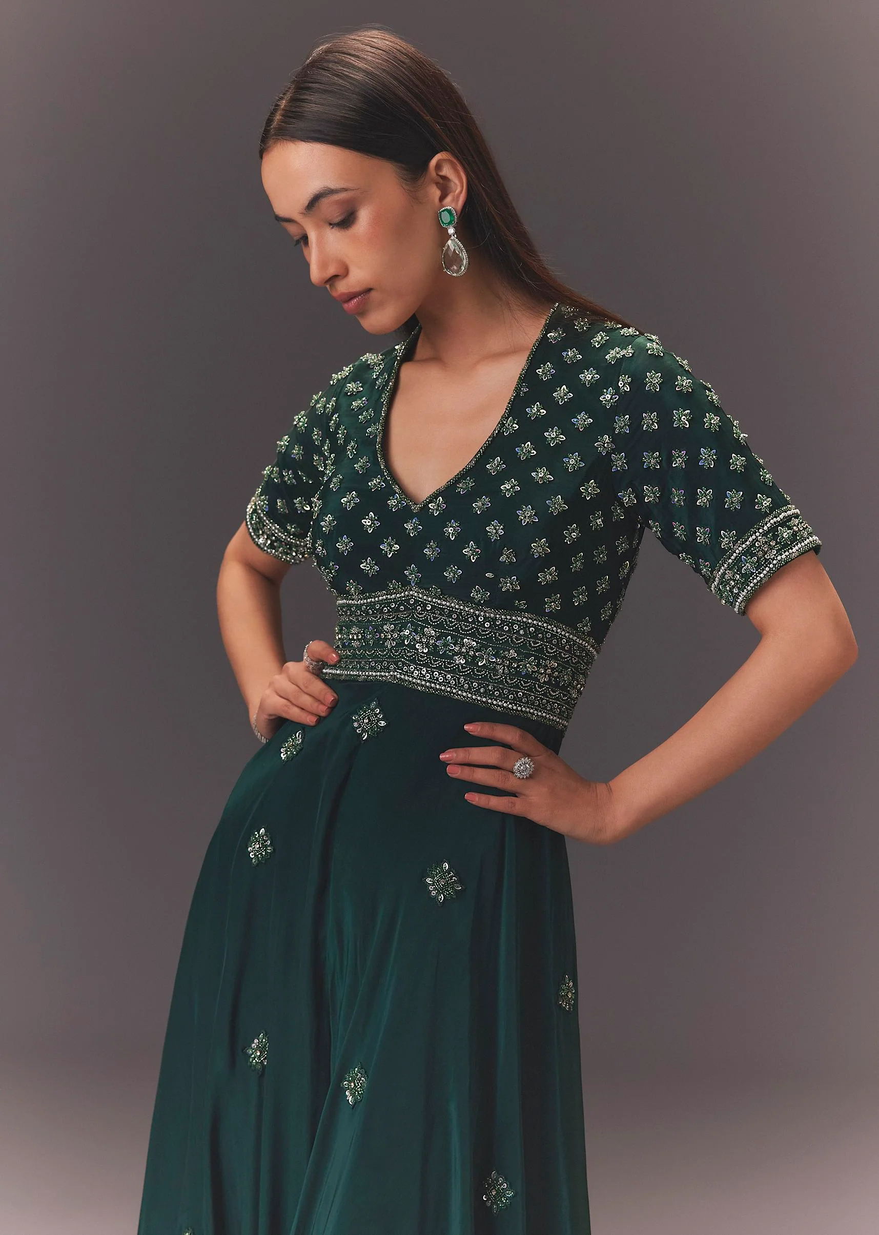 Forest Greenhand Embroidered Double Layer Jumpsuit - Image 3