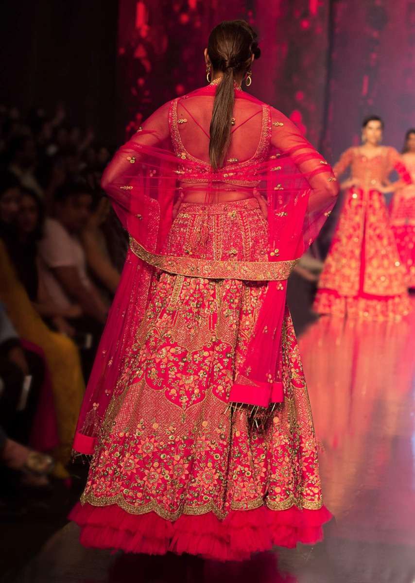 Malaika Arora In Kalki French Pink Raw Silk Heavy Embroidered Lehenga With Net Ruching - Image 8