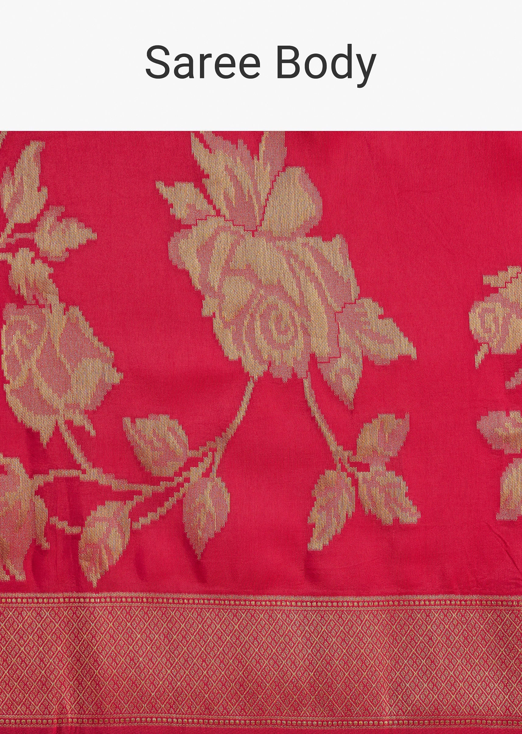 Fusia Pink Dola Silk Saree With Woven Floral Motifs - Image 9