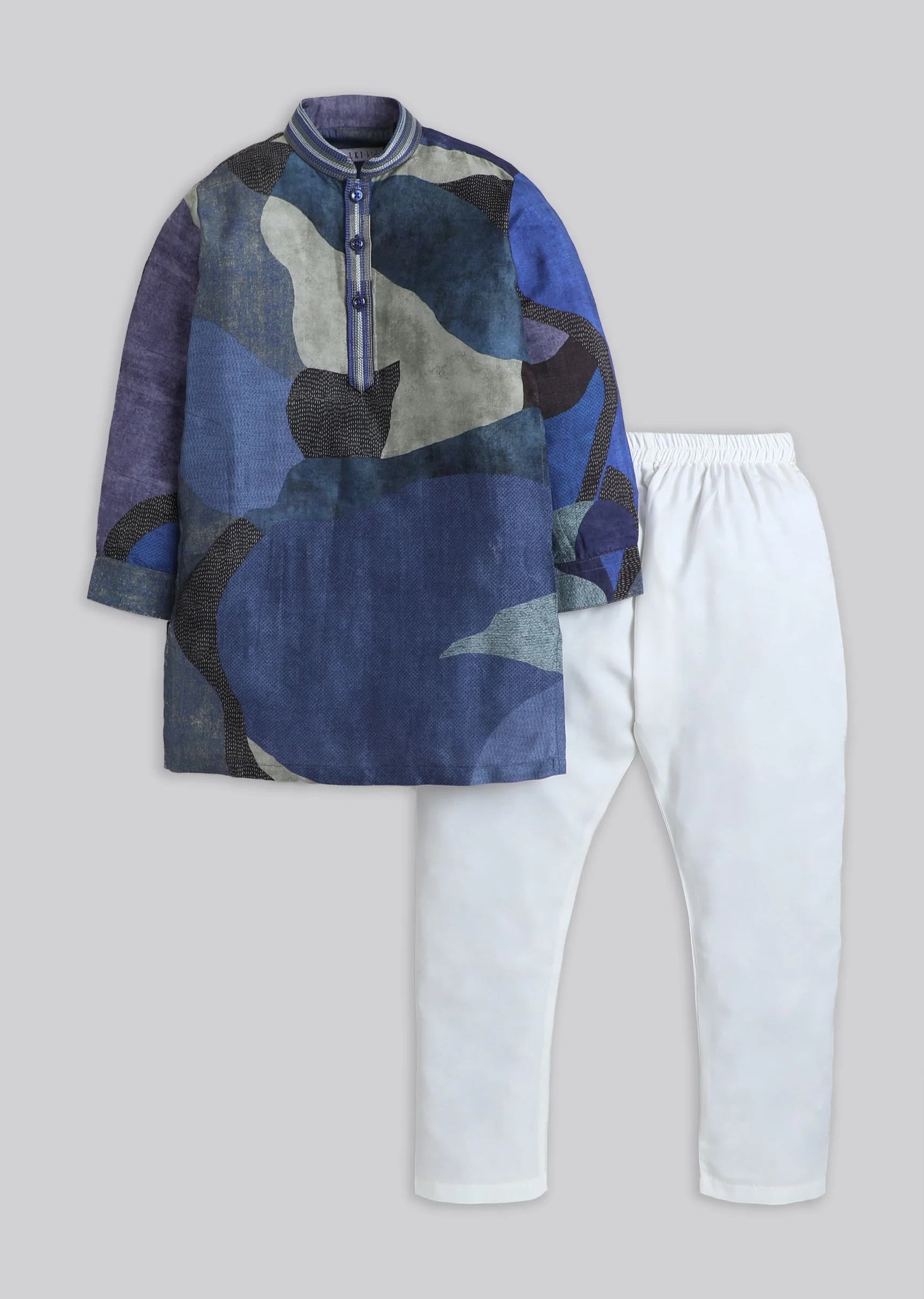 Geometric Colour Blocked Kurta Set