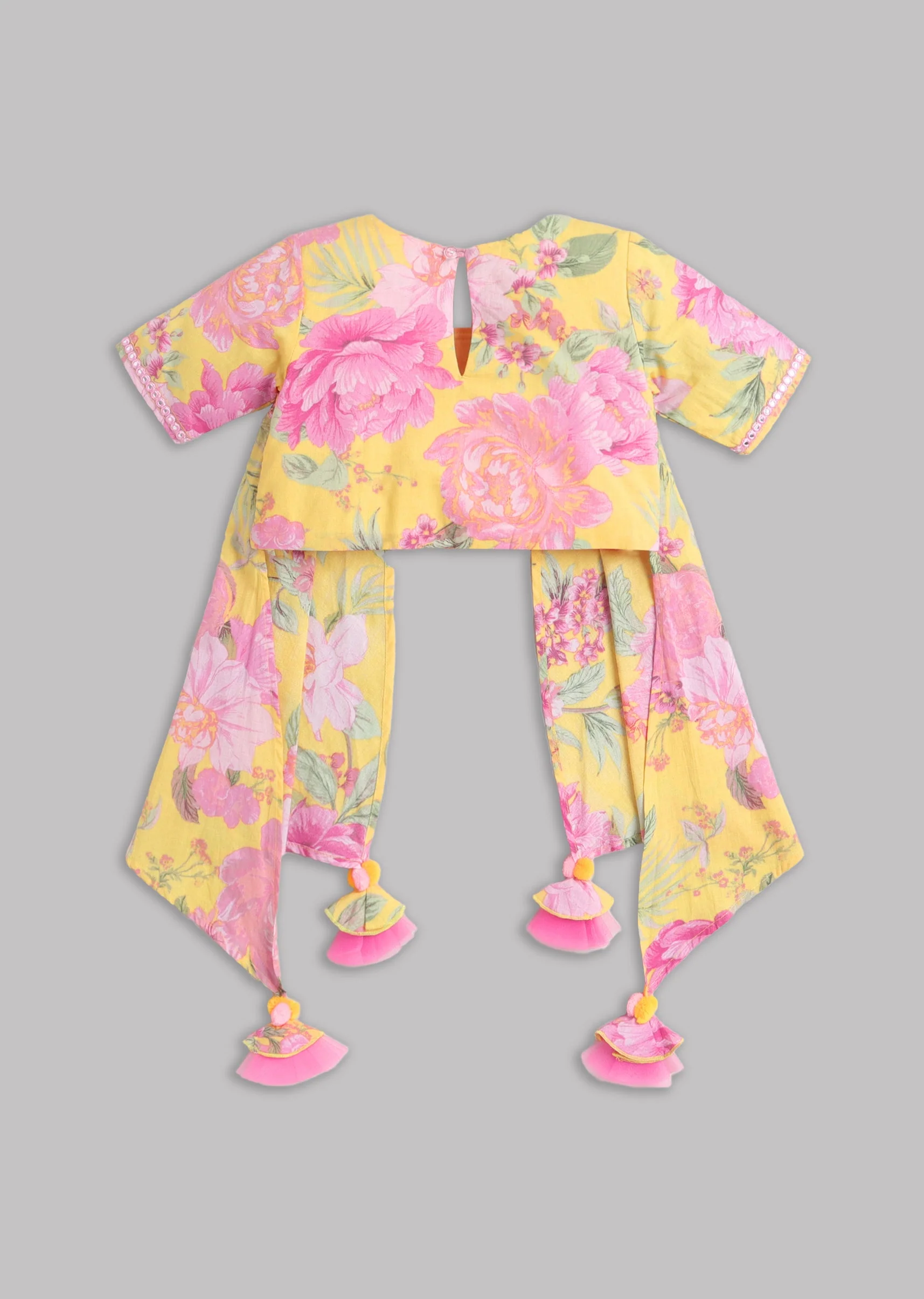 Girls Yellow And Pink Salwar Kameez - Image 4