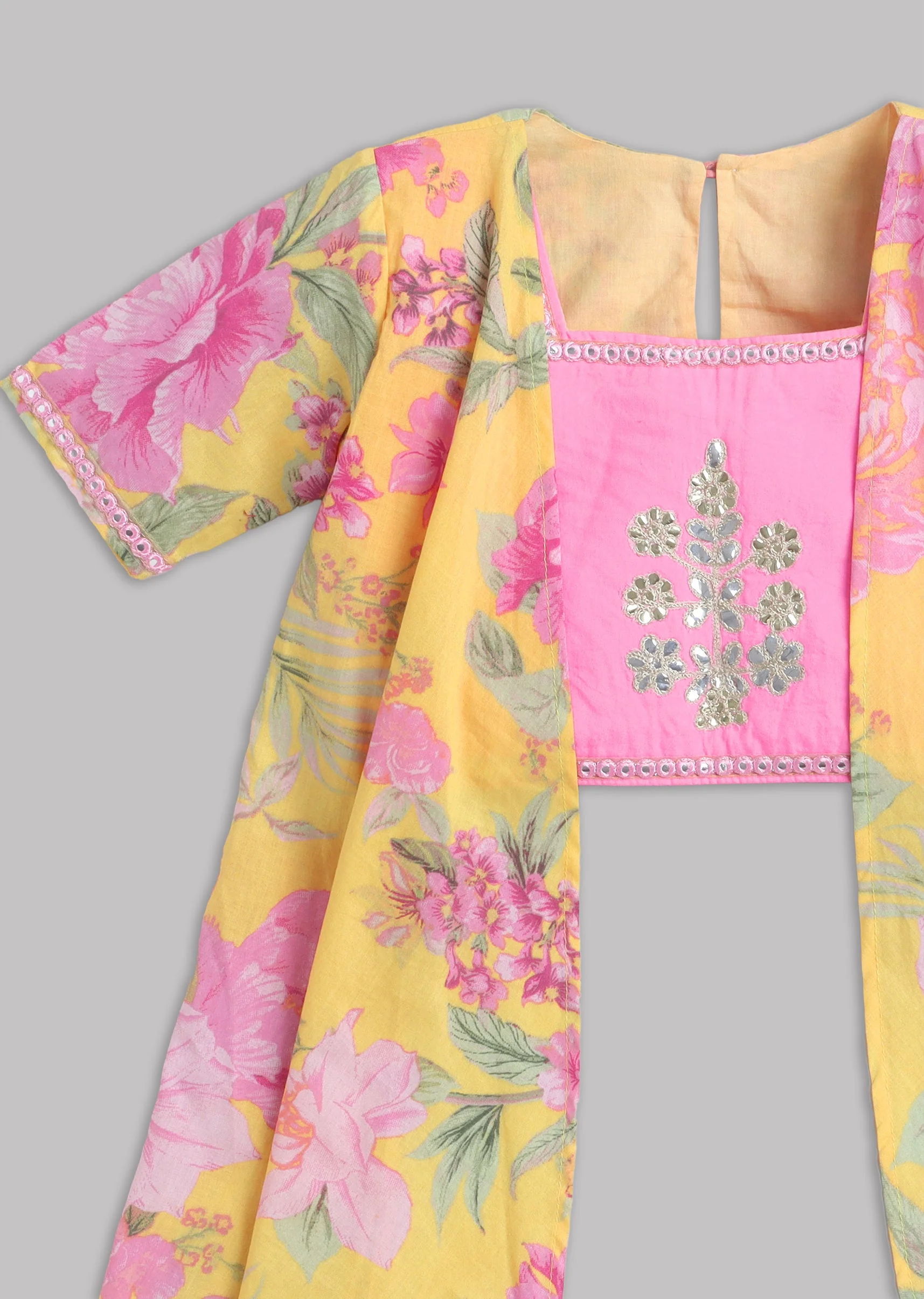 Girls Yellow And Pink Salwar Kameez - Image 5