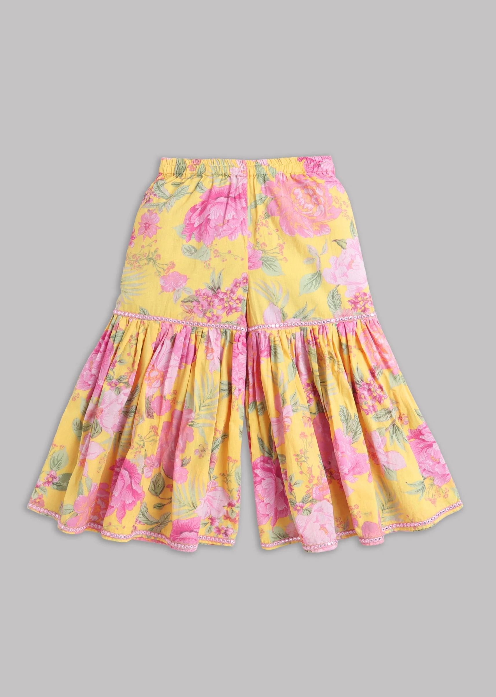 Girls Yellow And Pink Salwar Kameez - Image 6