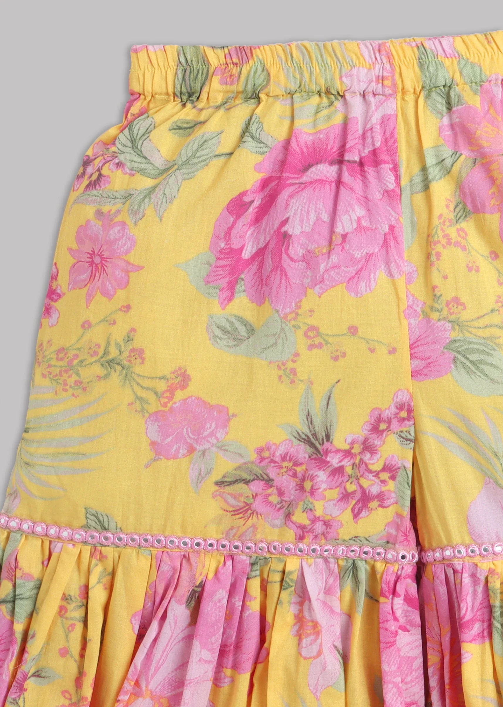 Girls Yellow And Pink Salwar Kameez - Image 7