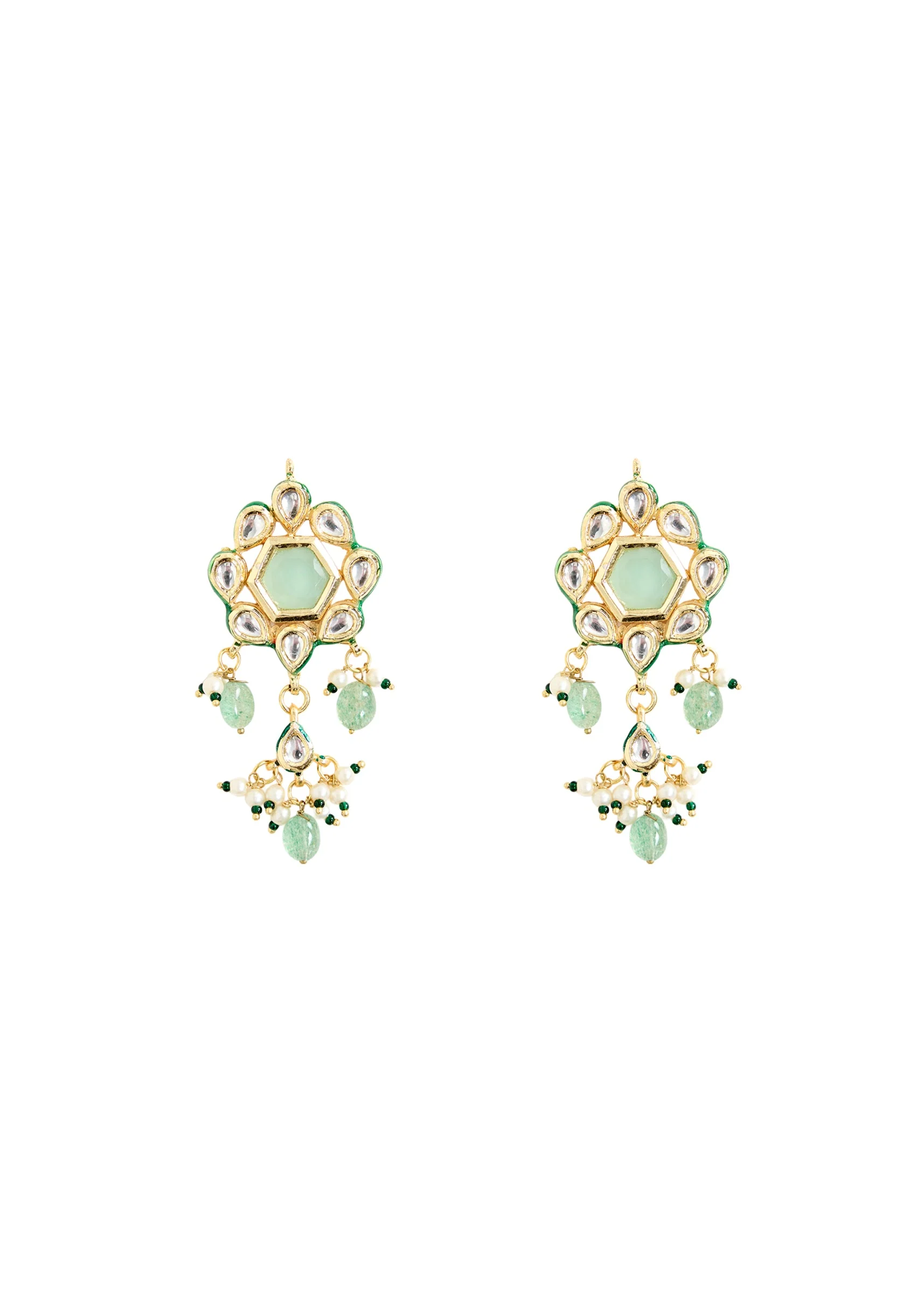 Gold And Green Beaded Choker Necklace Set - Image 4