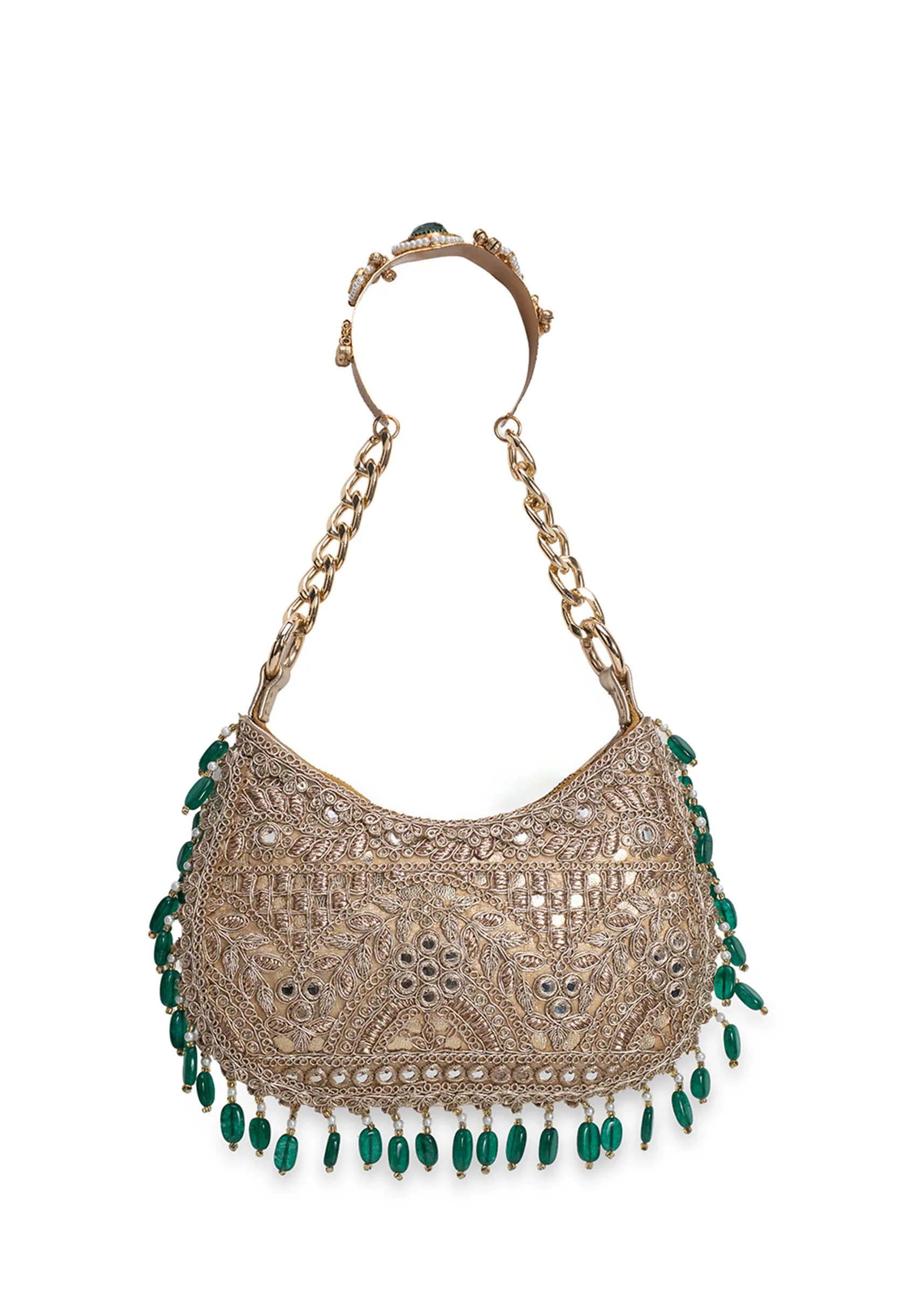 Gold And Green Embellished Handbag - Image 2
