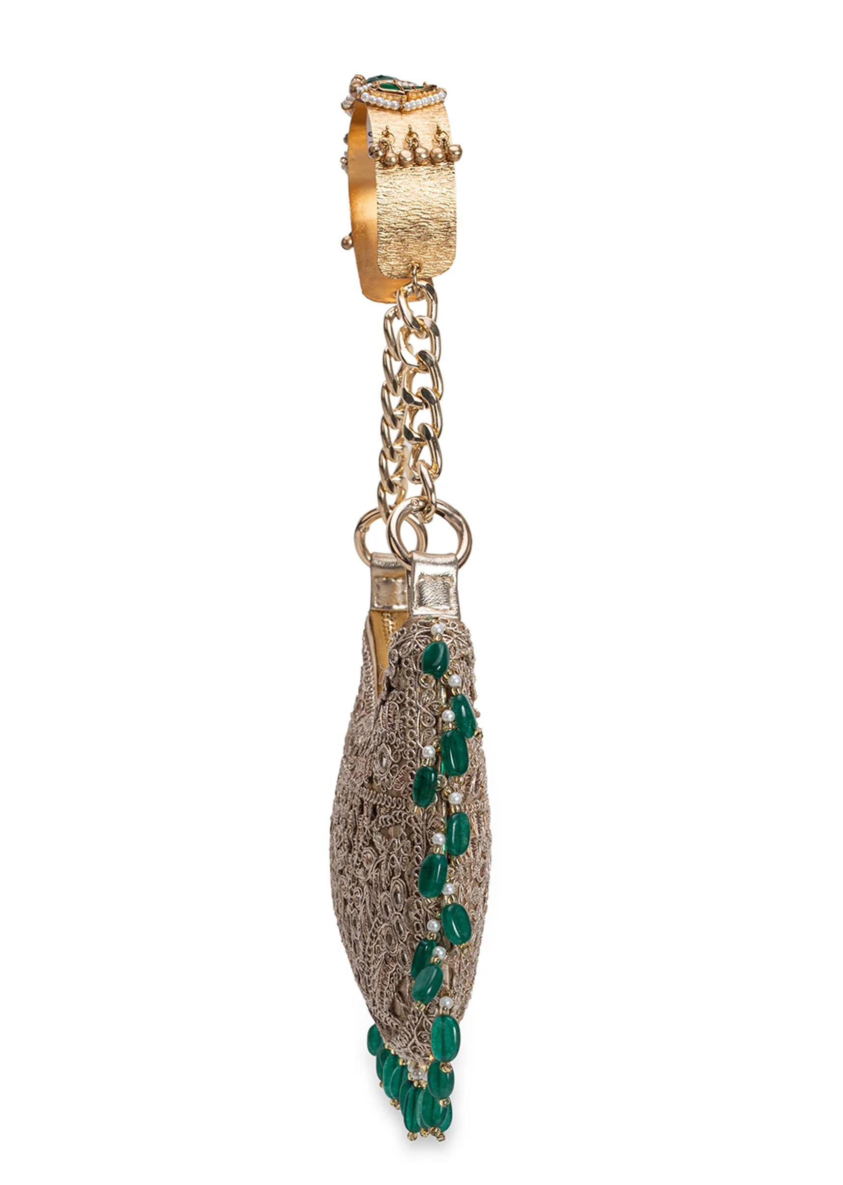 Gold And Green Embellished Handbag - Image 5