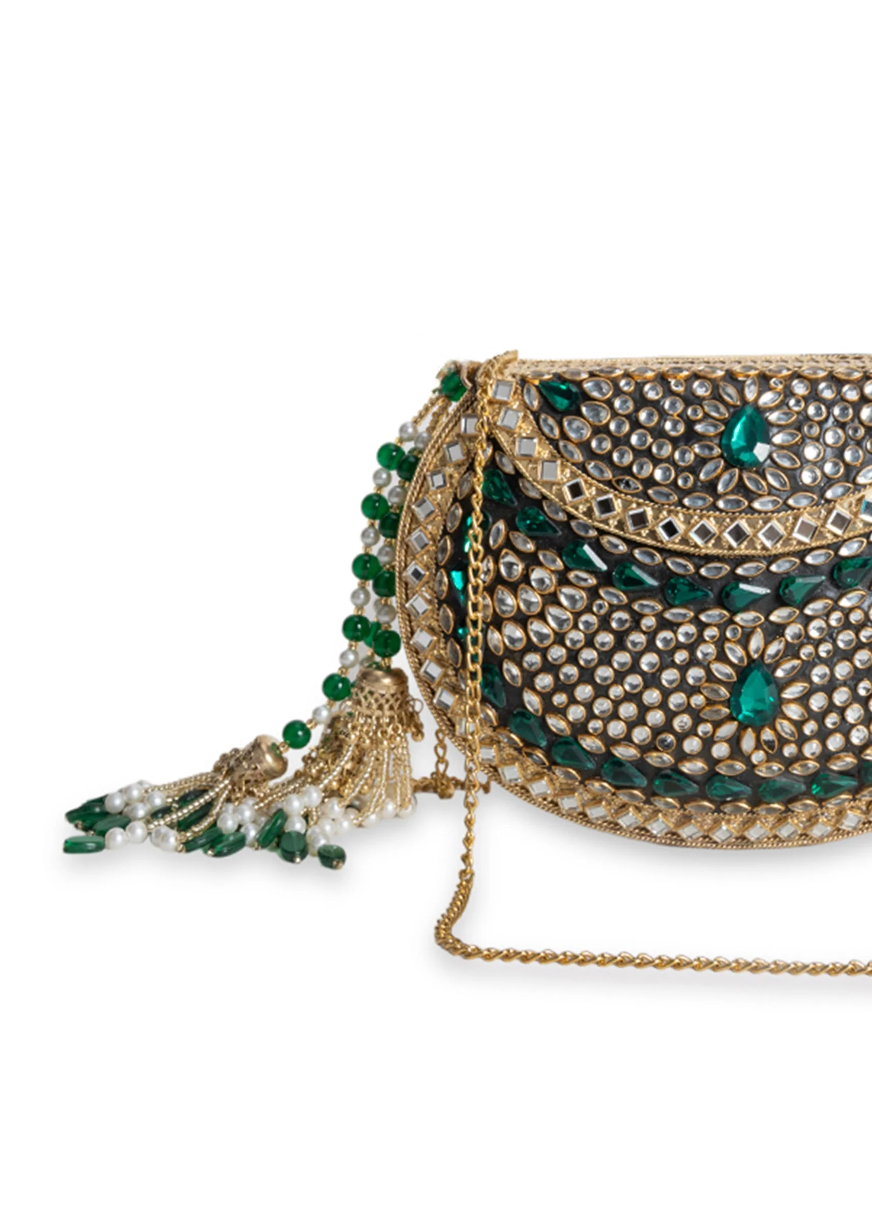 Gold And Green Embellished Potli - Image 3