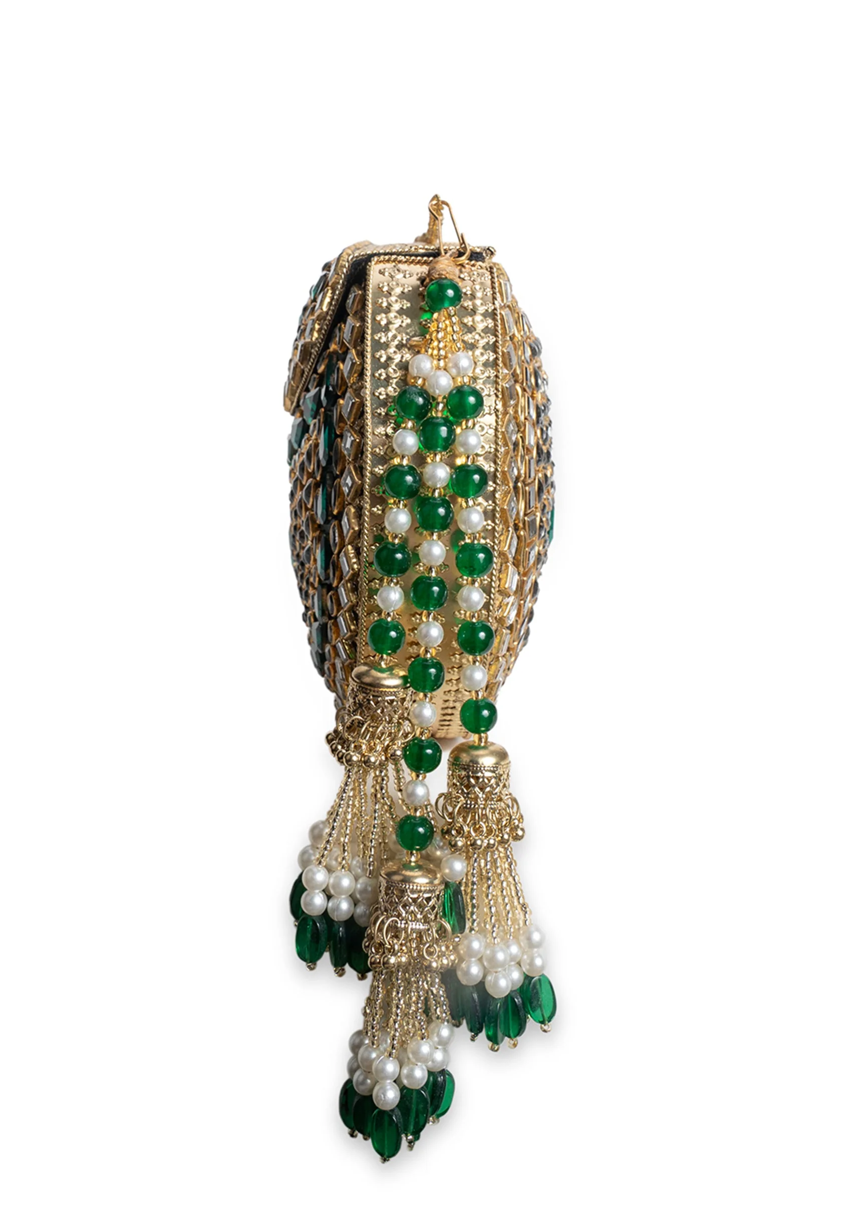 Gold And Green Embellished Potli - Image 6
