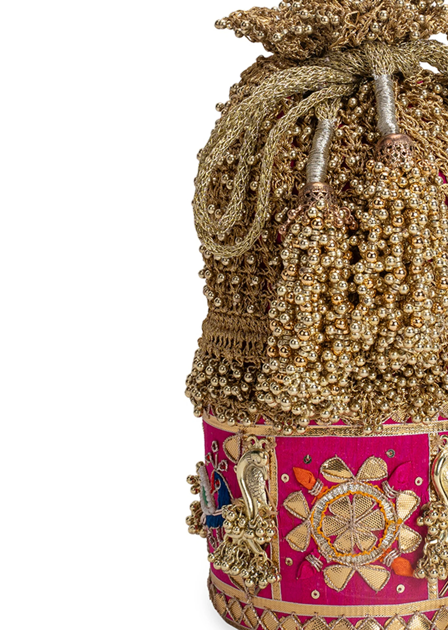 Gold And Pink Lace Potli - Image 3