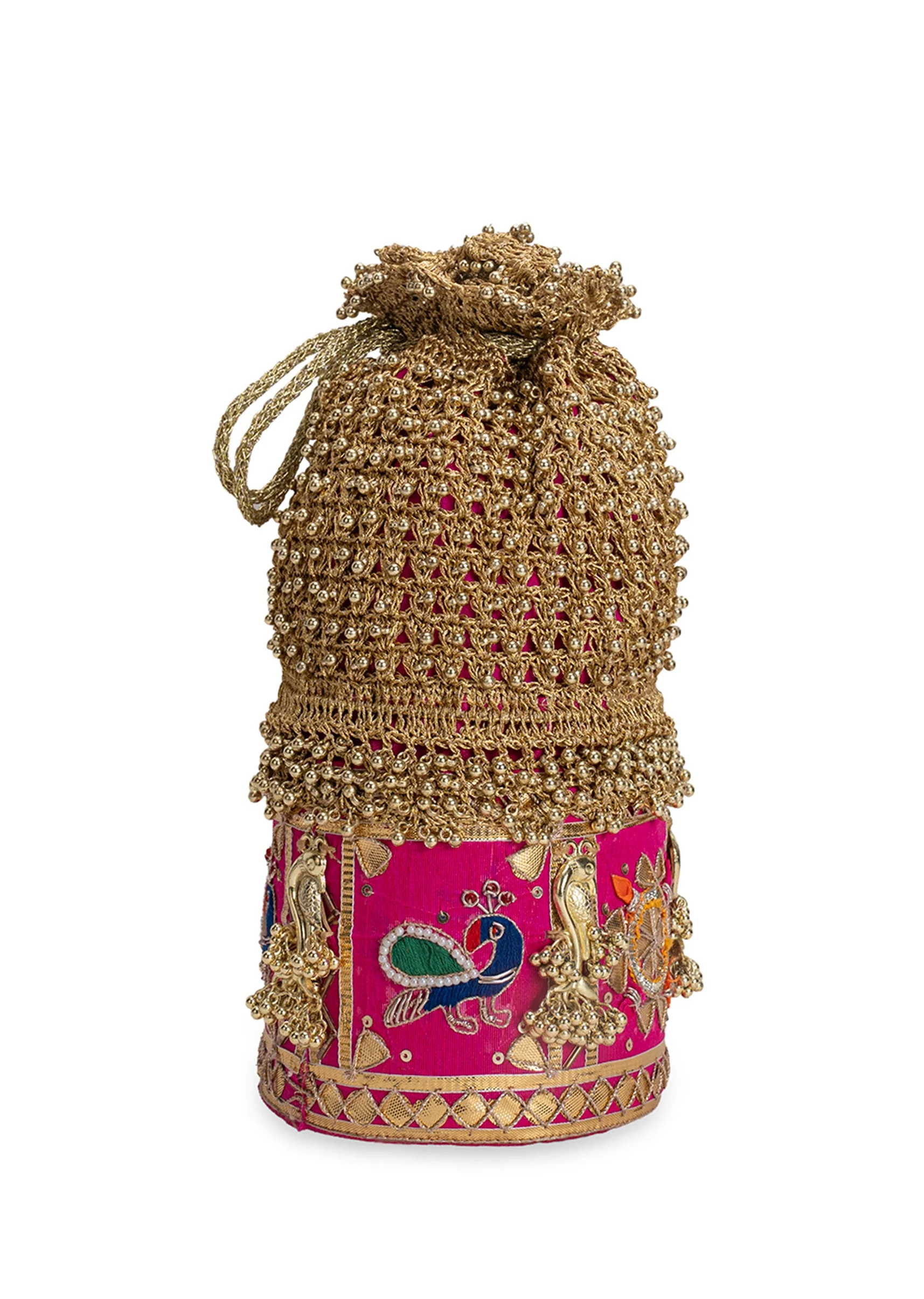 Gold And Pink Lace Potli - Image 4