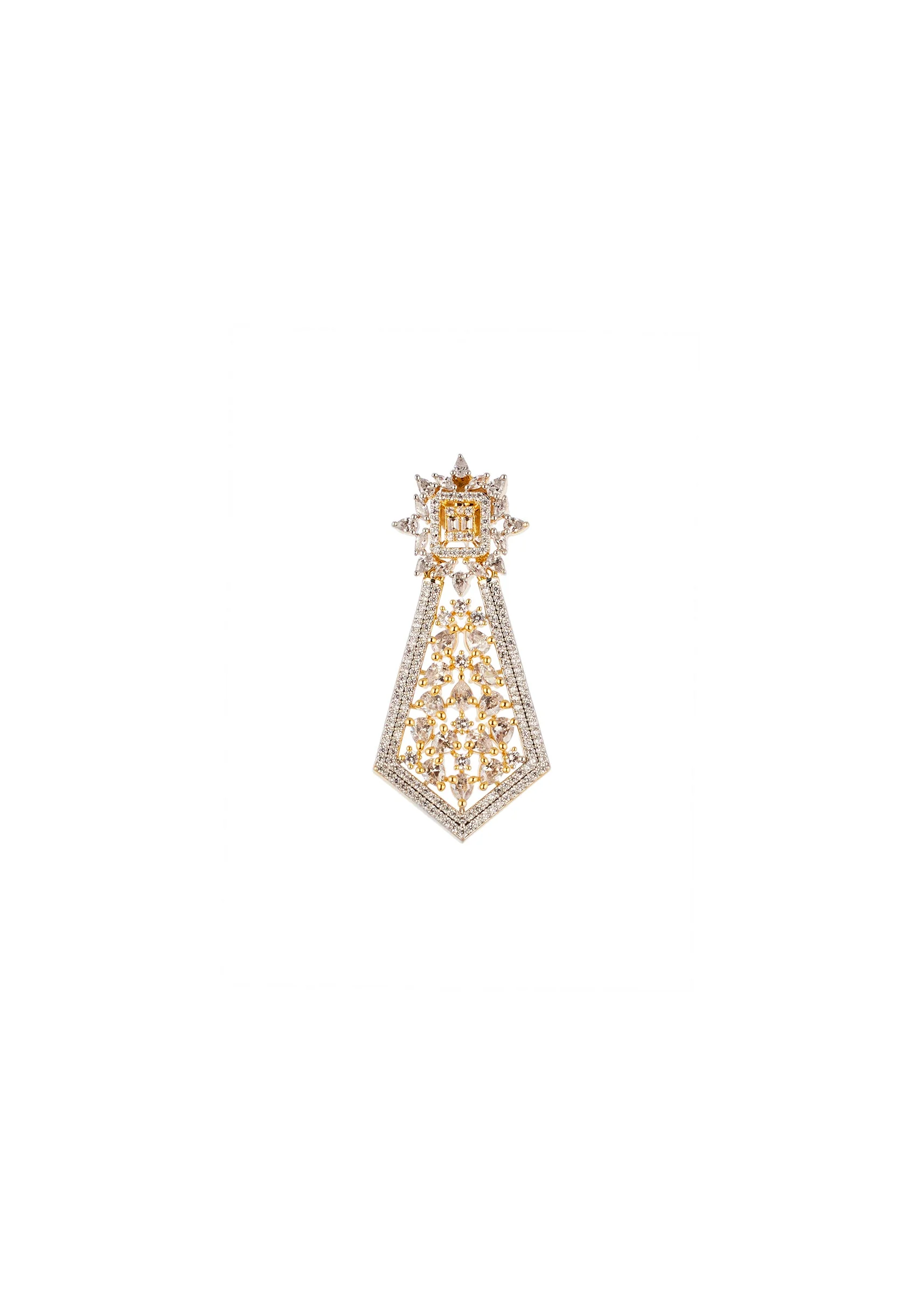 Gold and Silver Anti Tarnish Rhodium Plated Long Pendant Necklace Set In Brass with CZ Diamonds - Image 4