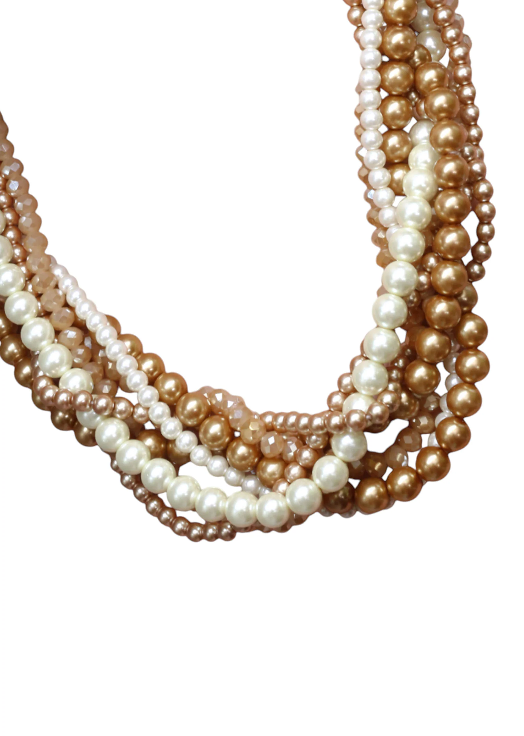 Gold and White Layered Pearl Necklace - Image 2