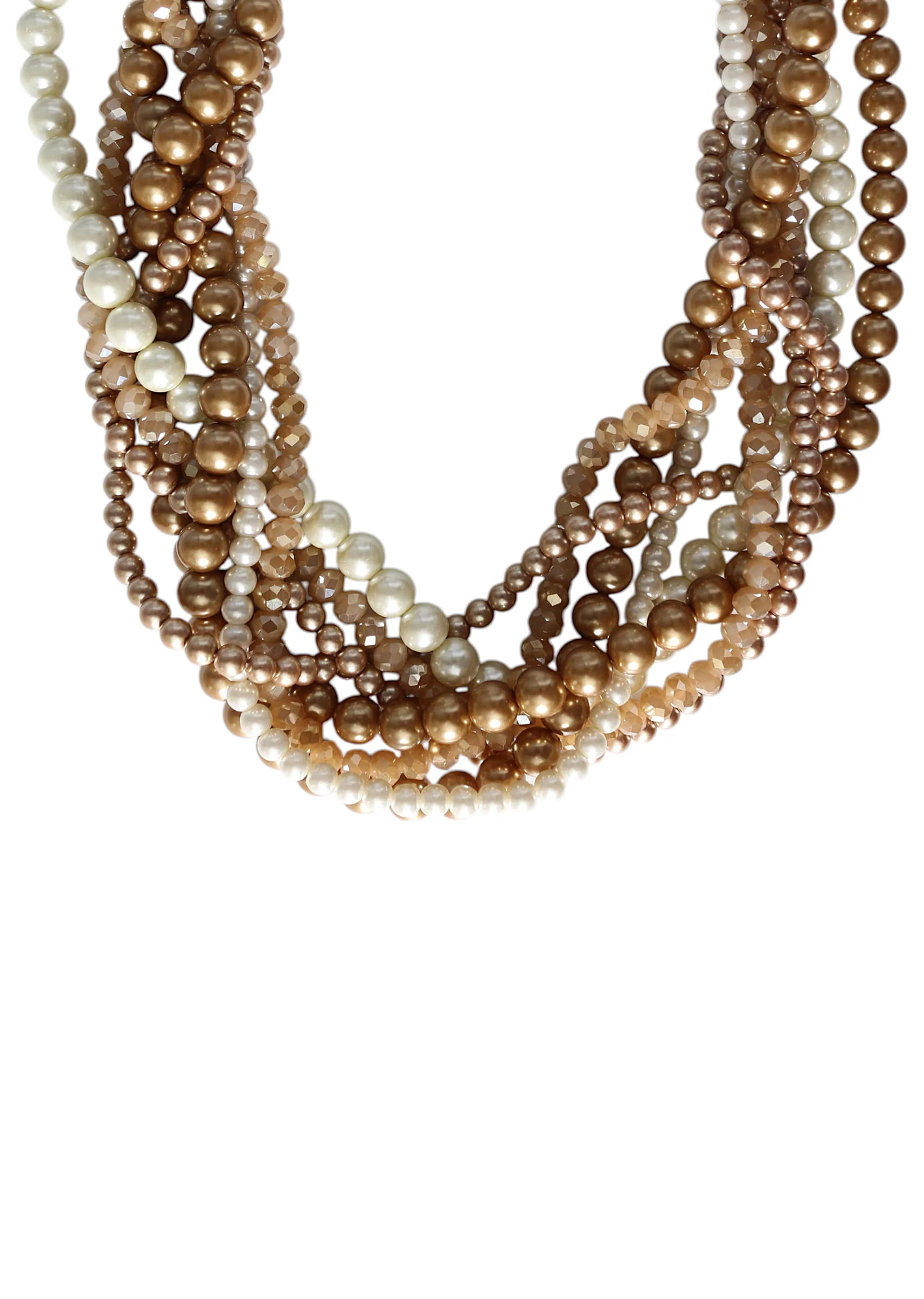 Gold and White Layered Pearl Necklace - Image 3