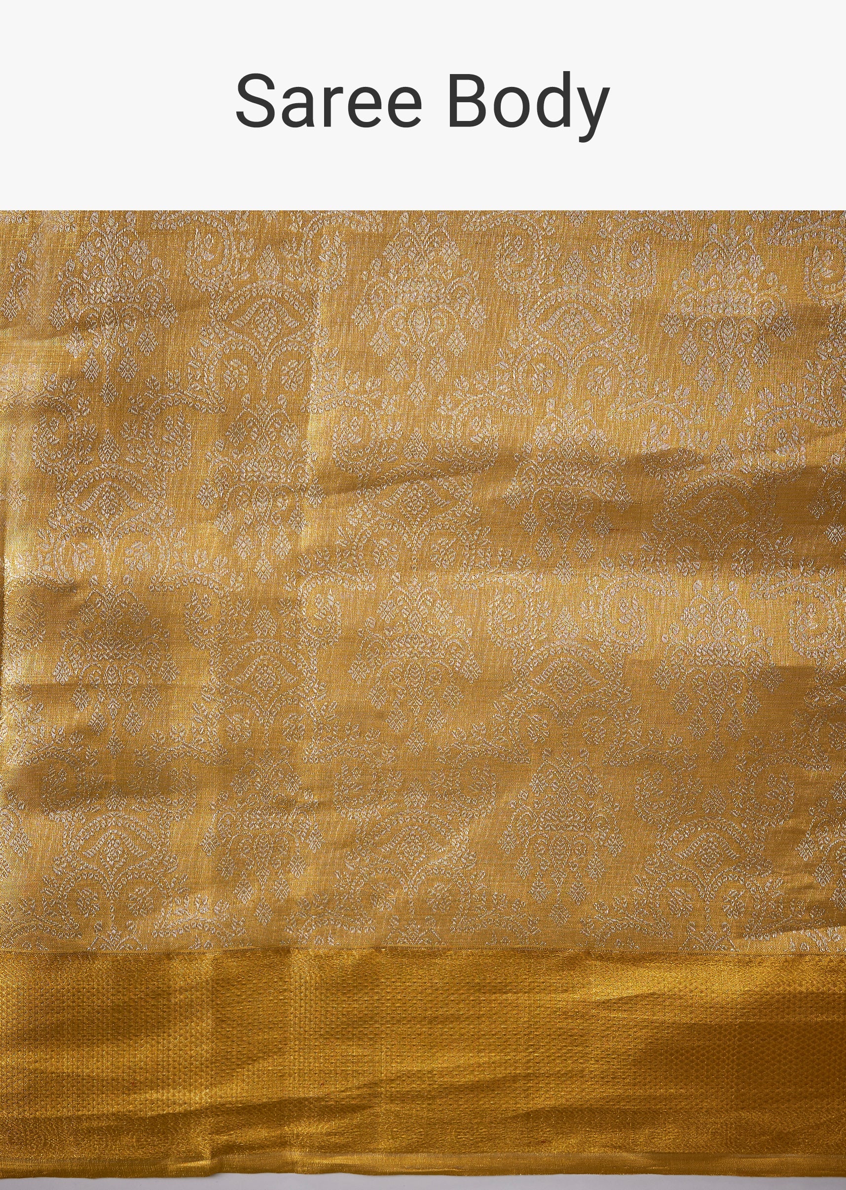 Gold Bridal Kanjivaram Saree with Brocade Unstitched Blouse - Image 9