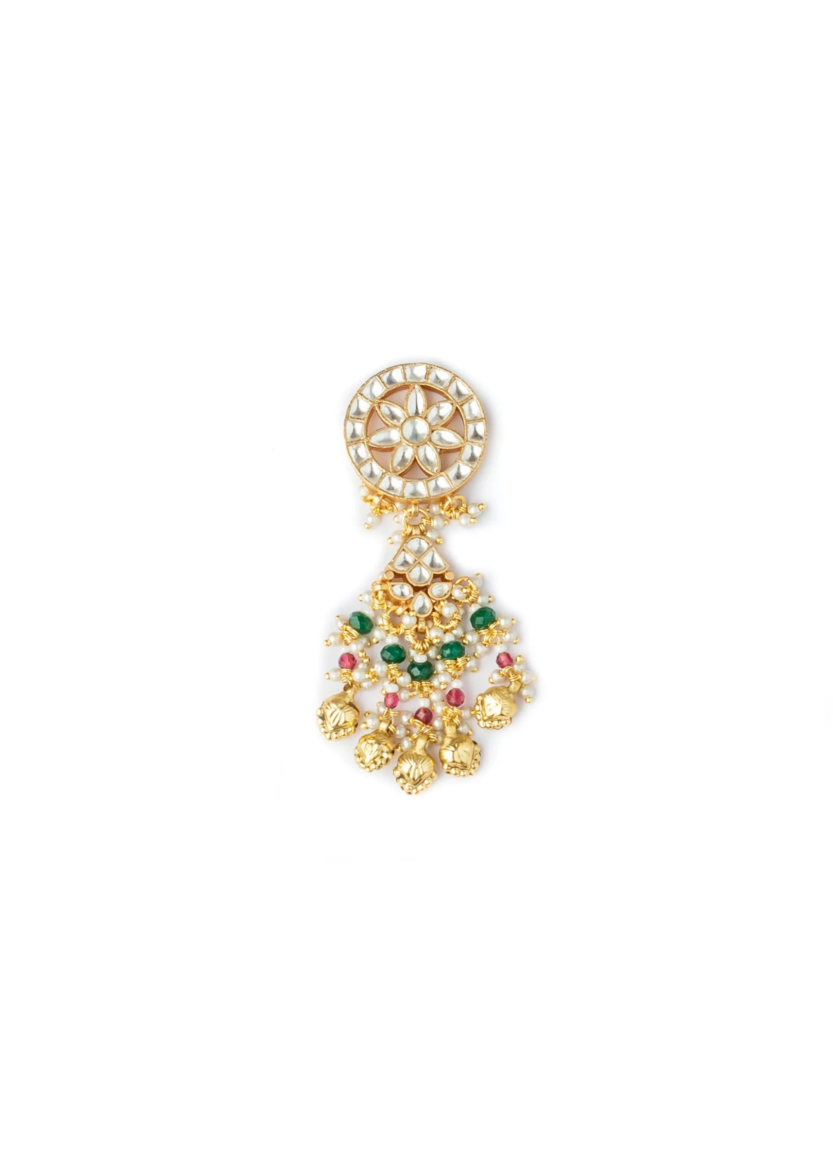 Gold Choker Set With Intricate Uncut Diamonds Pearls And Vibrant Gemstones - Image 5