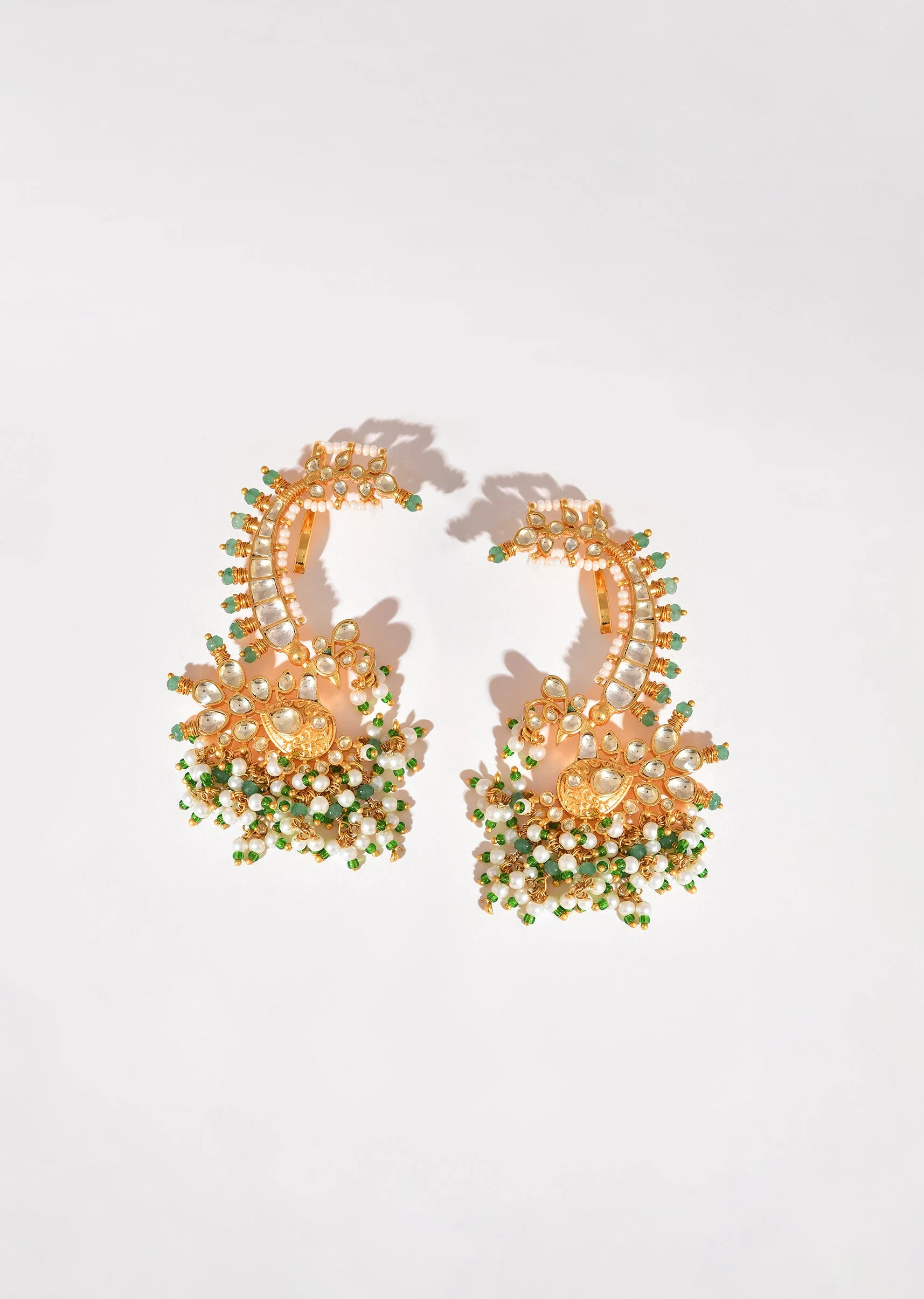Gold Earrings With Pachi Kundan - Image 2