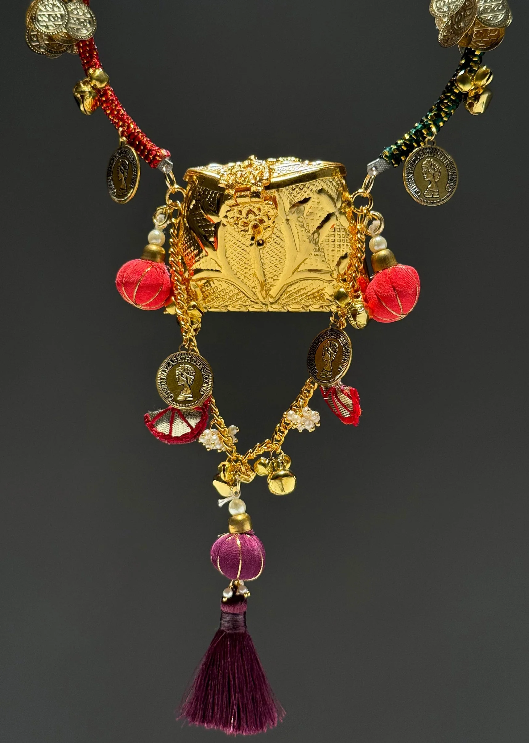 Gold Embossed Multicolour Potli Bag - Image 3