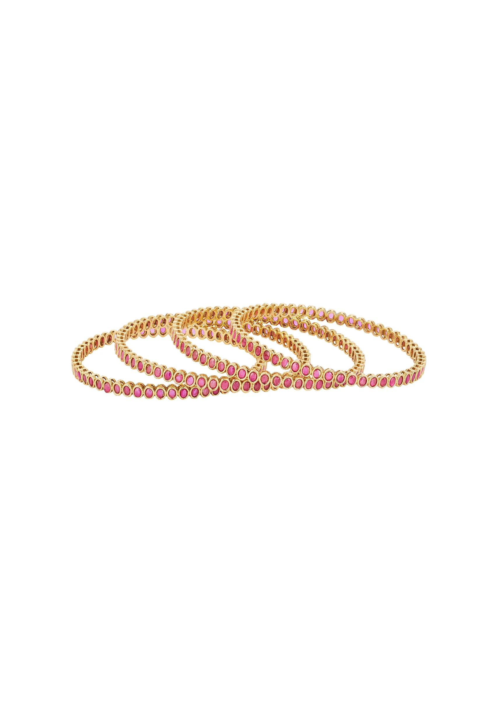 Gold Finish Bangle With Traditional Temple Motifs And Ruby Simulated Stones - Image 2