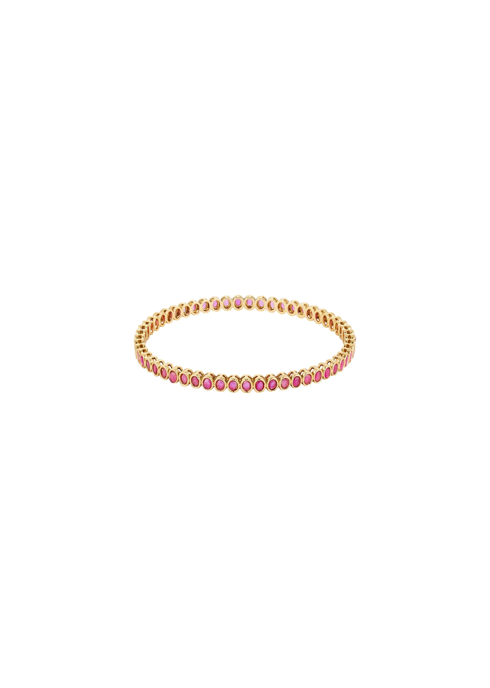 Gold Finish Bangle With Traditional Temple Motifs And Ruby Simulated Stones - Image 3