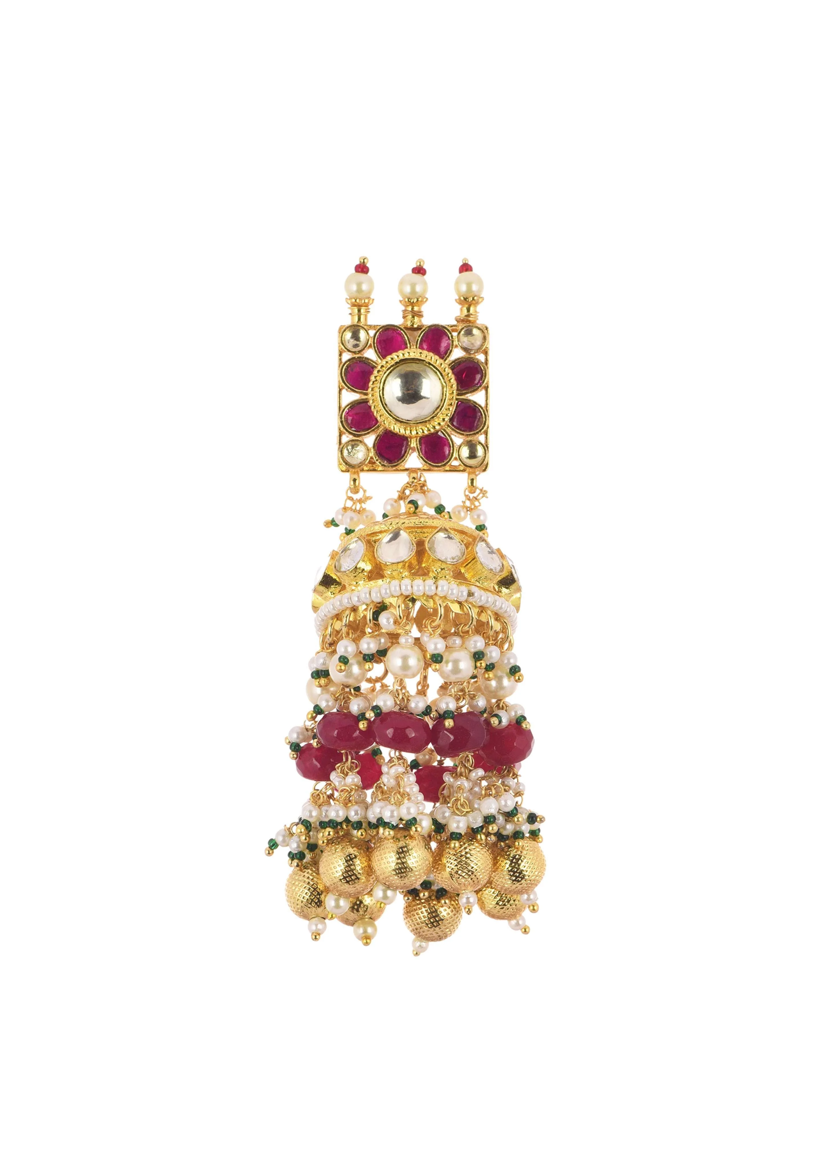 Gold Finish Choker Set With Red Meenakari In Mix Metal - Image 5