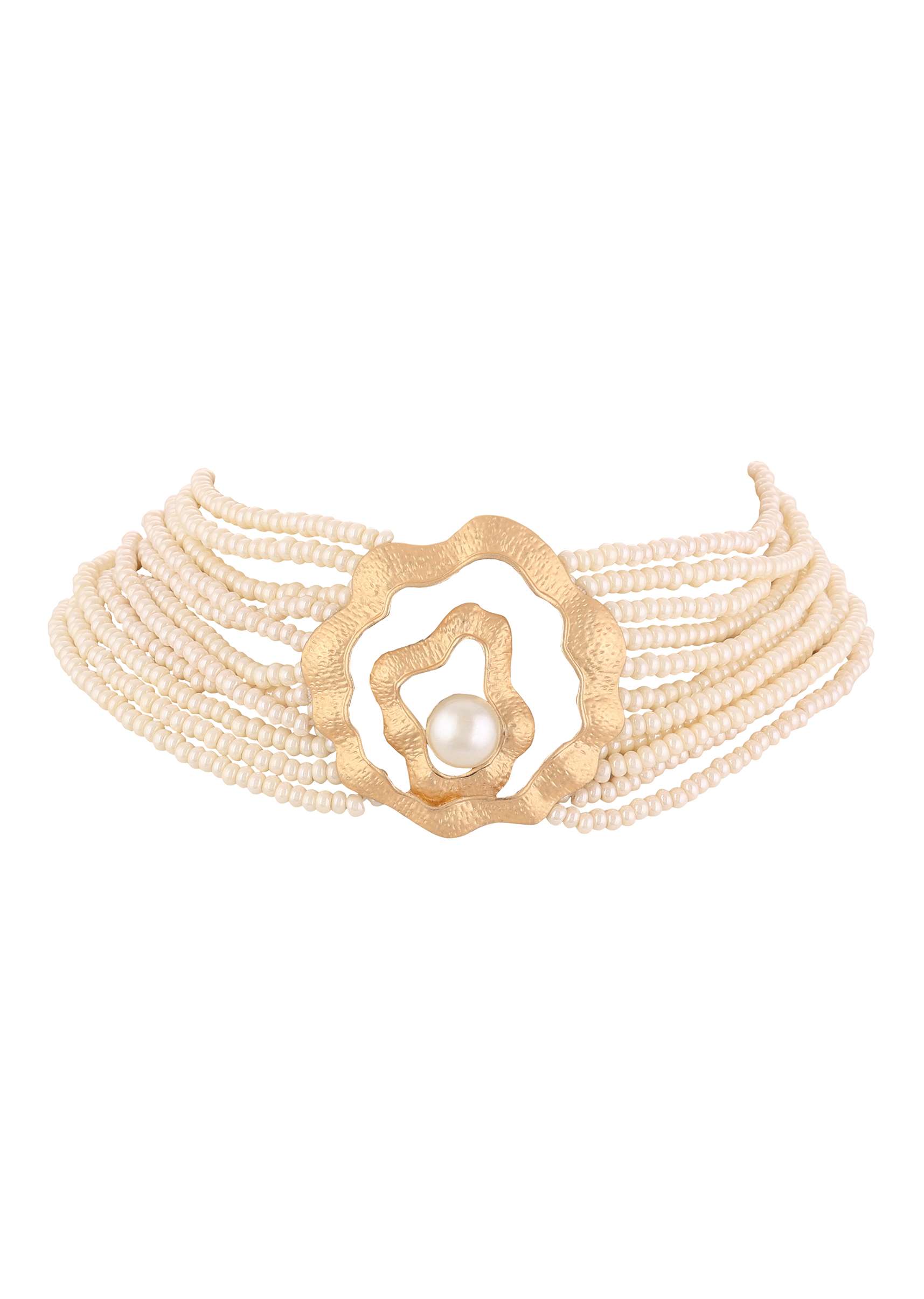 Gold finish Choker with Pearls - Image 3