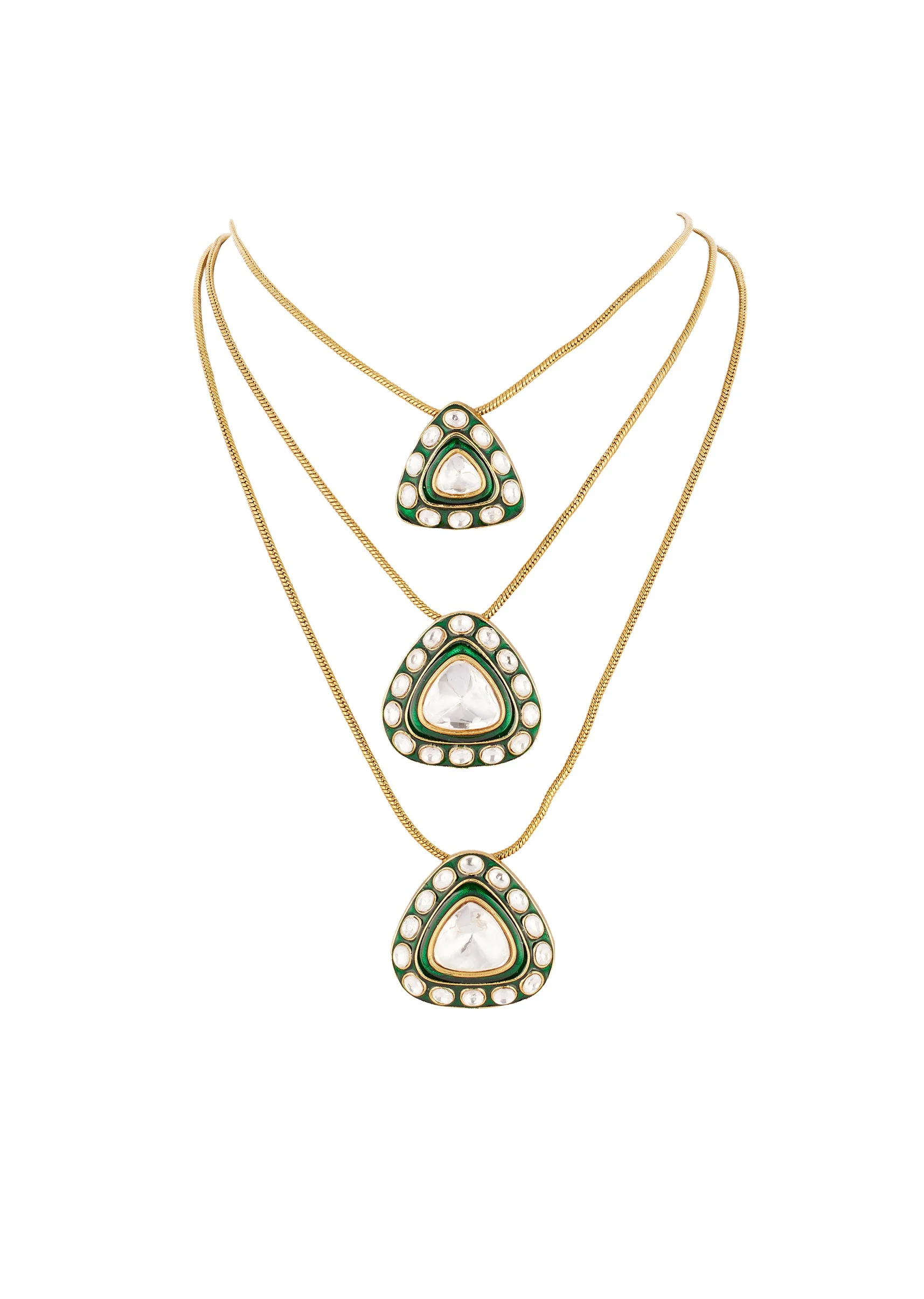 Gold Finish Jewellery Set In Kundan Detailing - Image 3