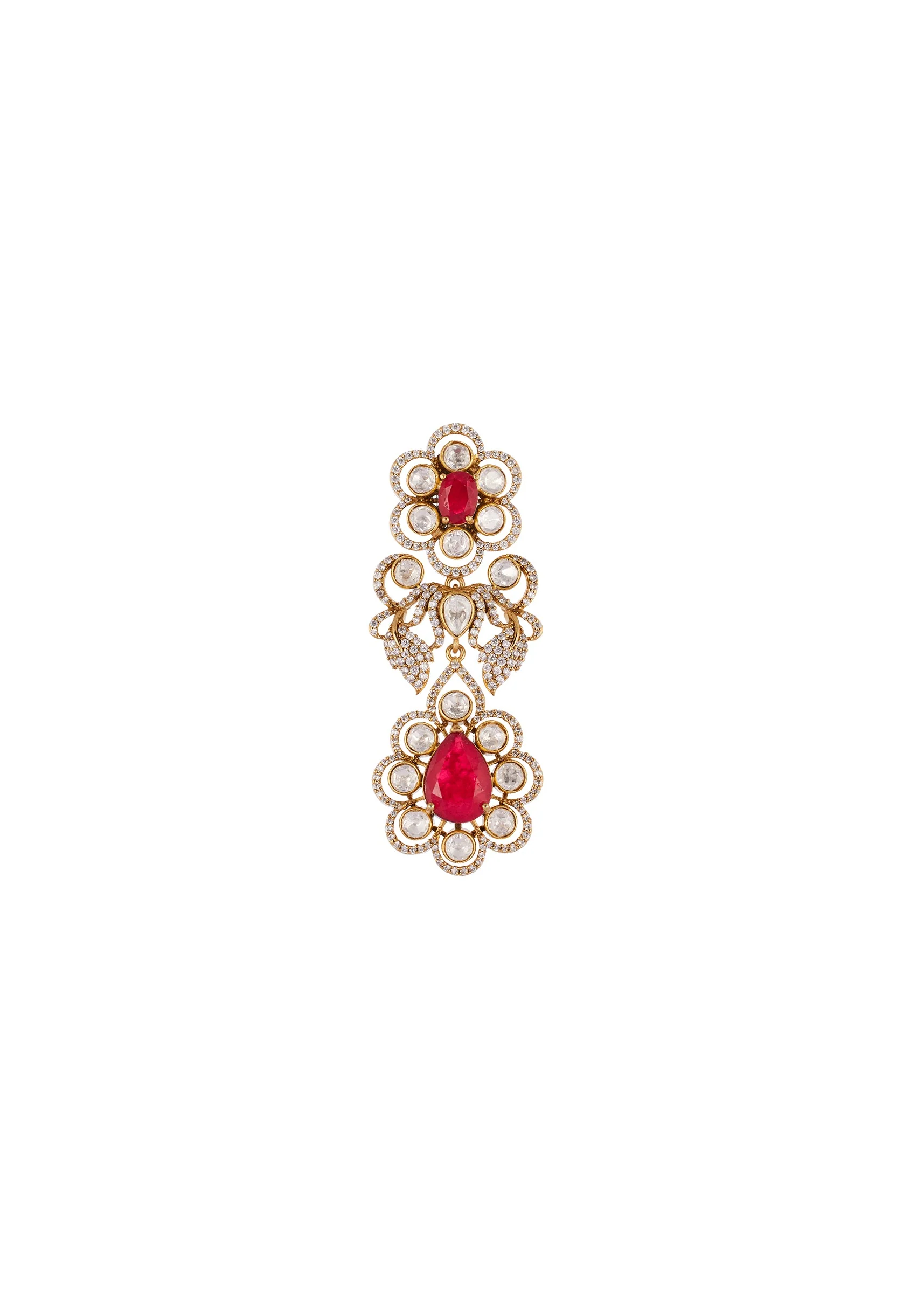 Gold Finish Jewellery Set In Kundan Polki - Image 5