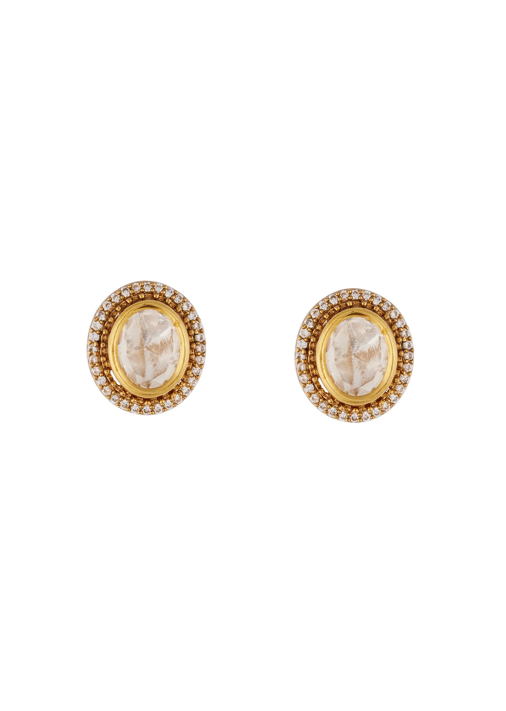 Gold Finish Jewellery Set With Semi Precious Stones In Polki - Image 4