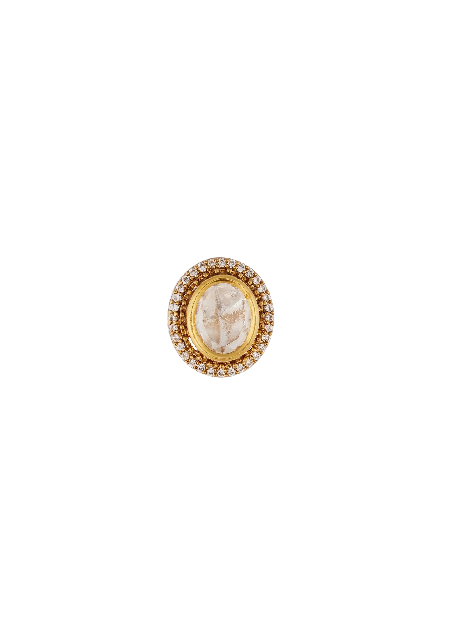 Gold Finish Jewellery Set With Semi Precious Stones In Polki - Image 5
