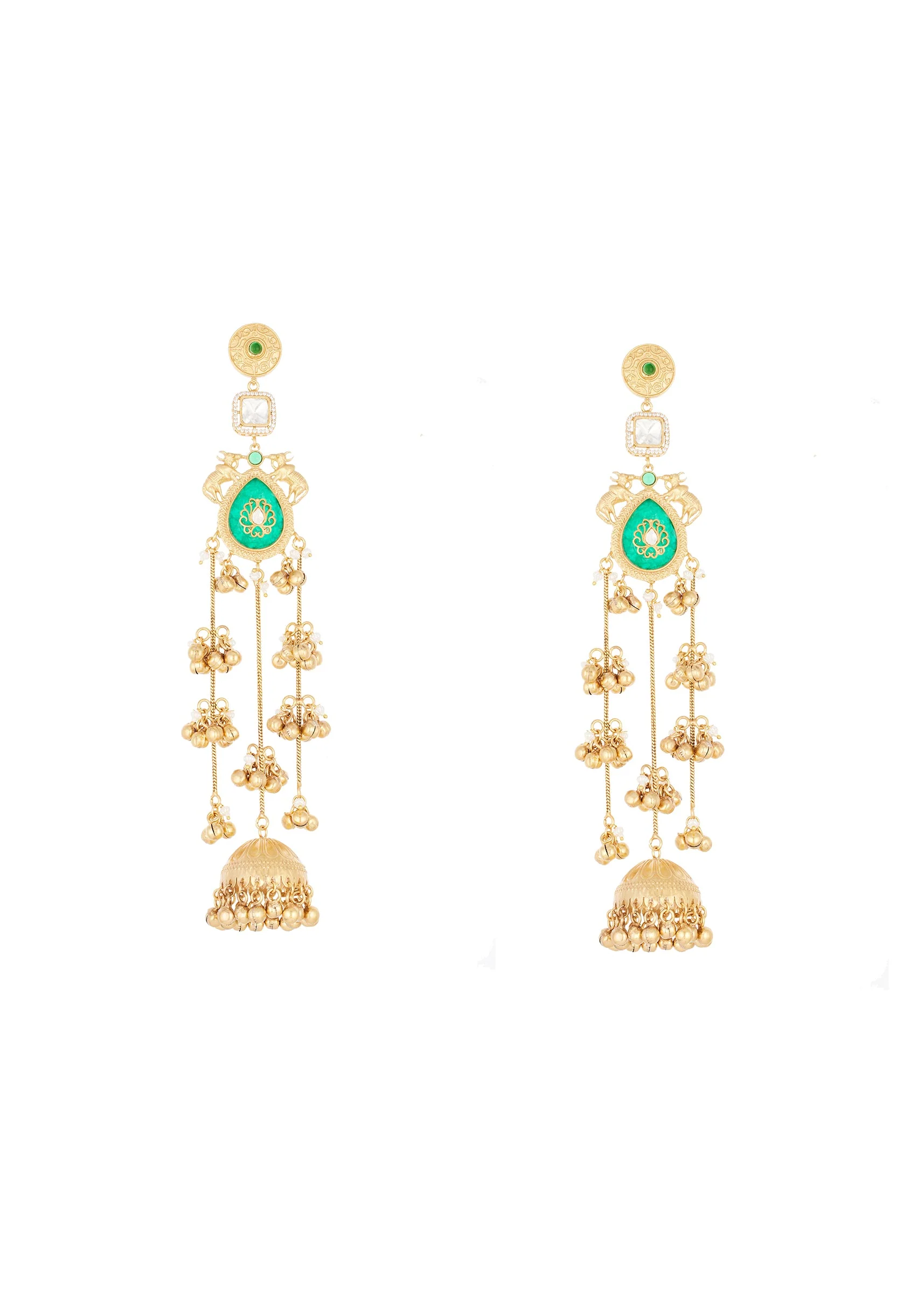 Gold Finish Jhumkas for Festive Wear - Image 2
