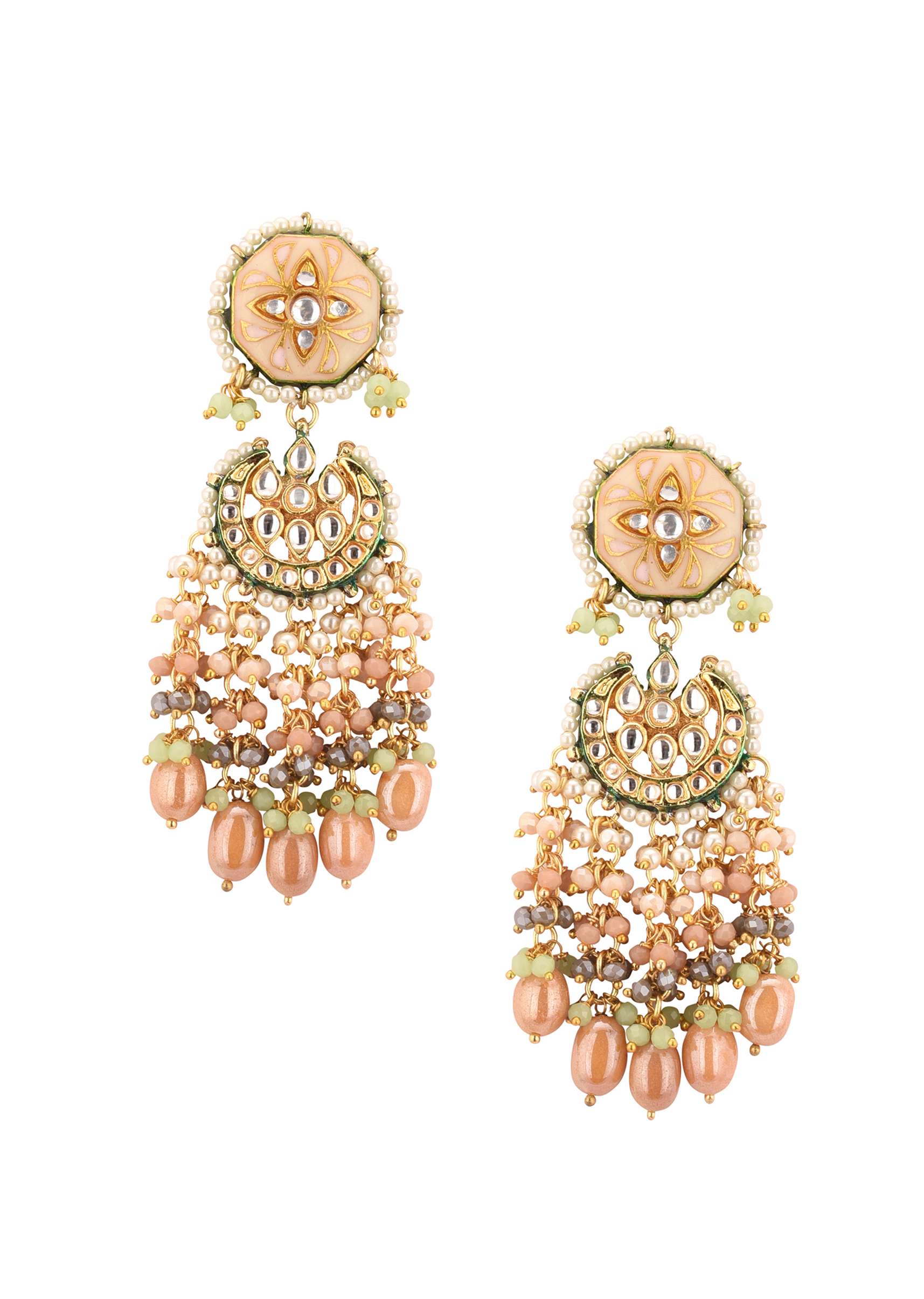 Gold-Finish Kundan Choker Necklace Set With Intricate Colourful Meenakari Work In Mix Metal - Image 6
