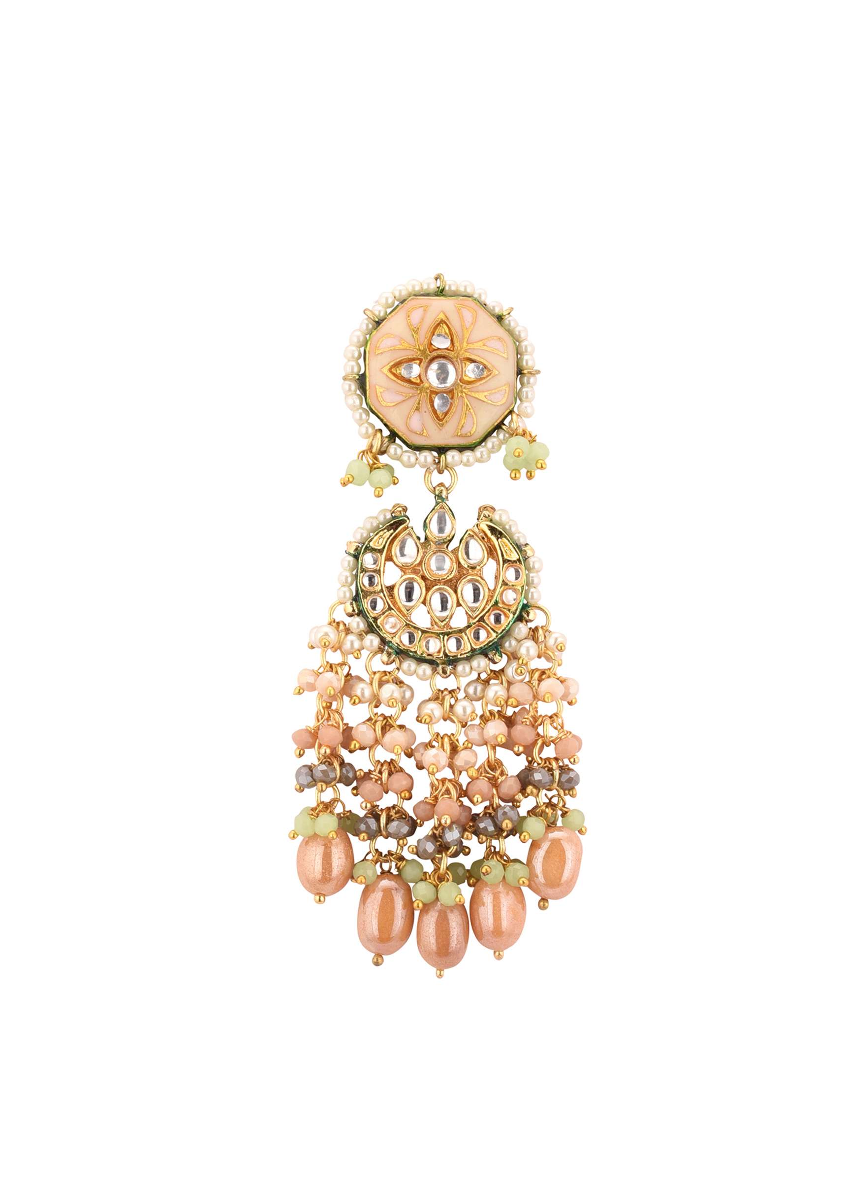 Gold-Finish Kundan Choker Necklace Set With Intricate Colourful Meenakari Work In Mix Metal - Image 7