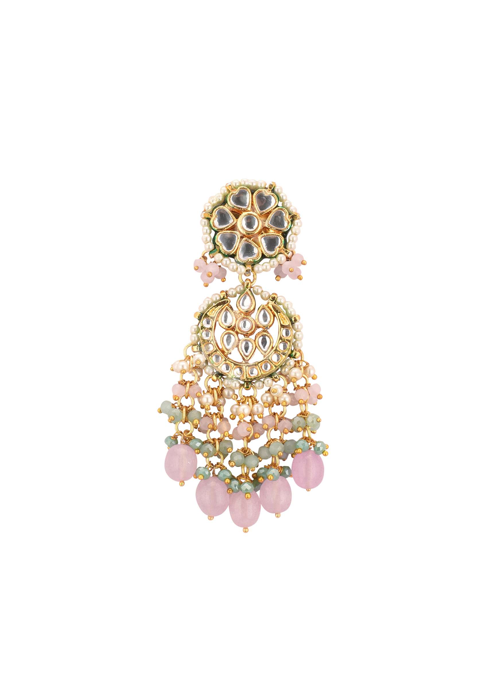Gold-Finish Kundan Choker Necklace Set With Intricate Work In Mix Metal - Image 6