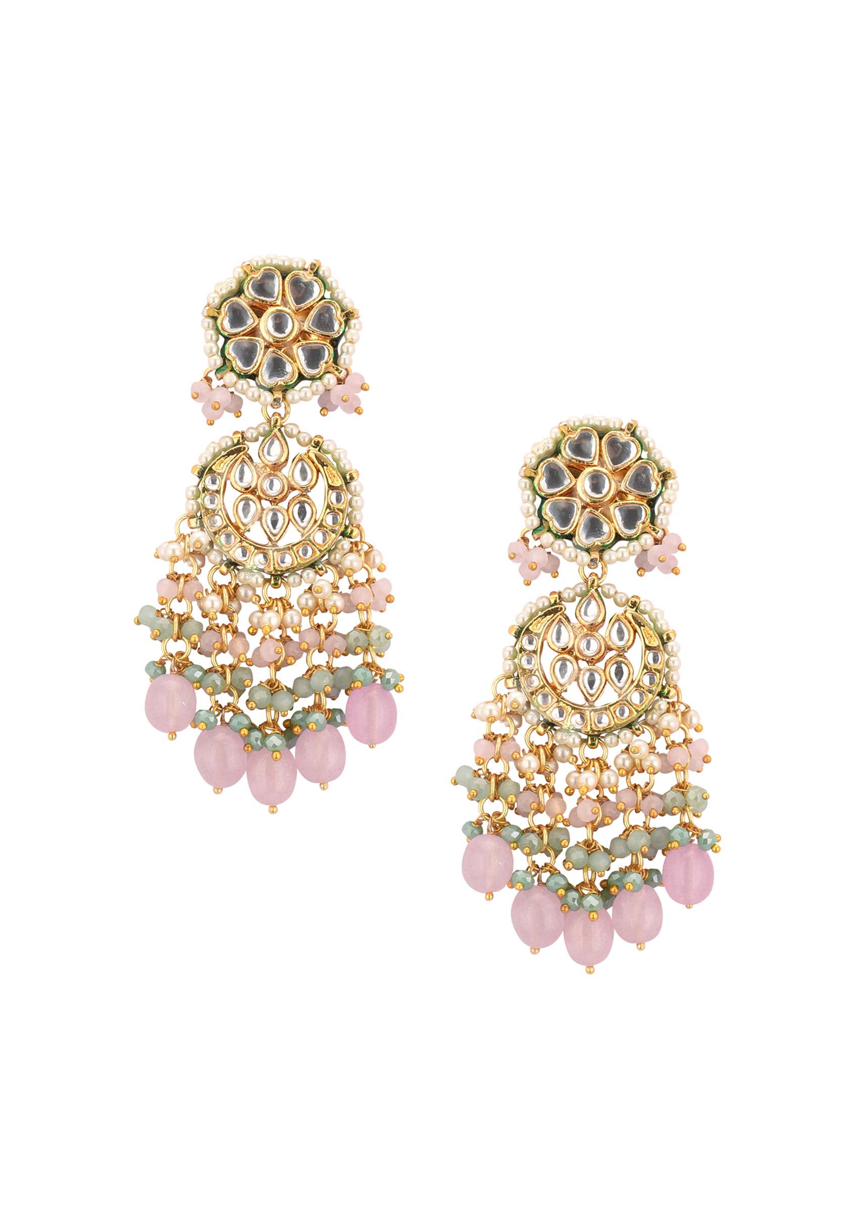 Gold-Finish Kundan Choker Necklace Set With Intricate Work In Mix Metal - Image 8